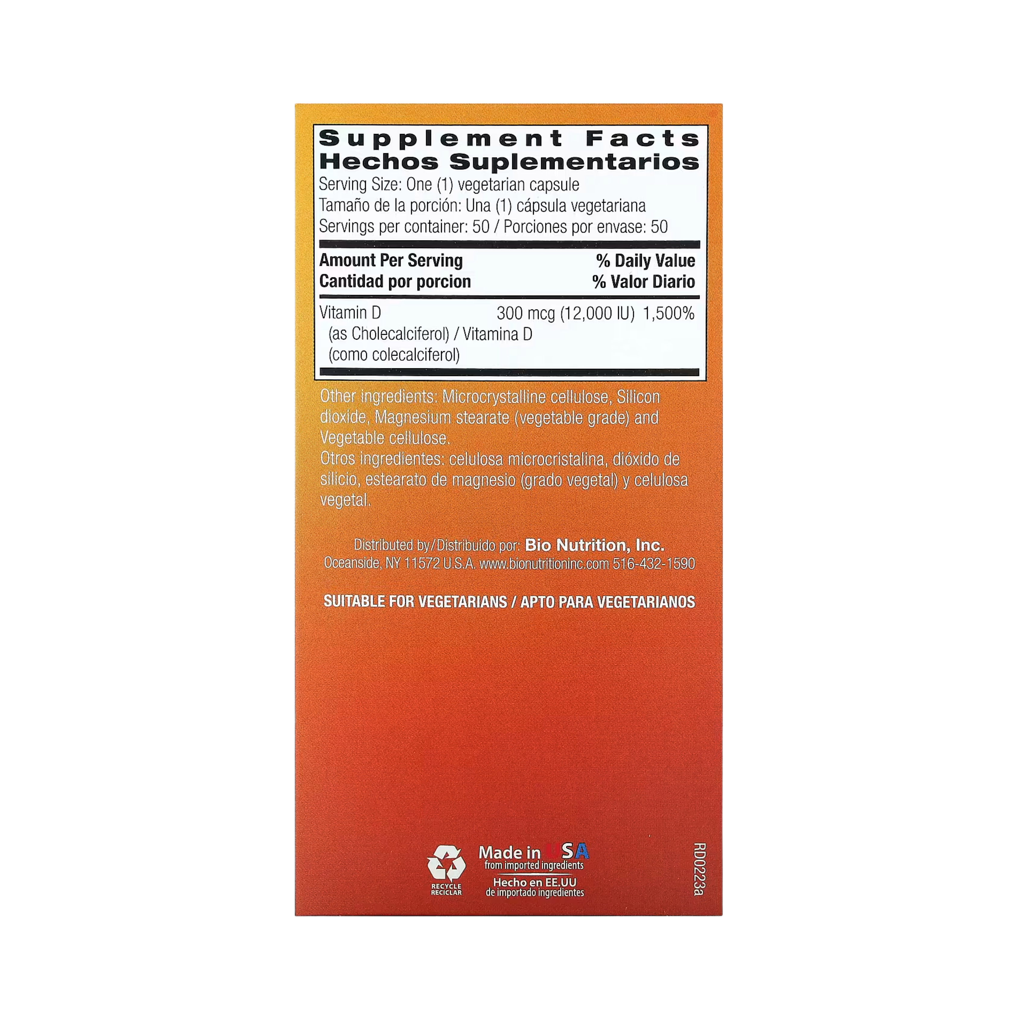 Bio Nutrition, D-3, 300 Mcg, 50 Vegetarian Capsules