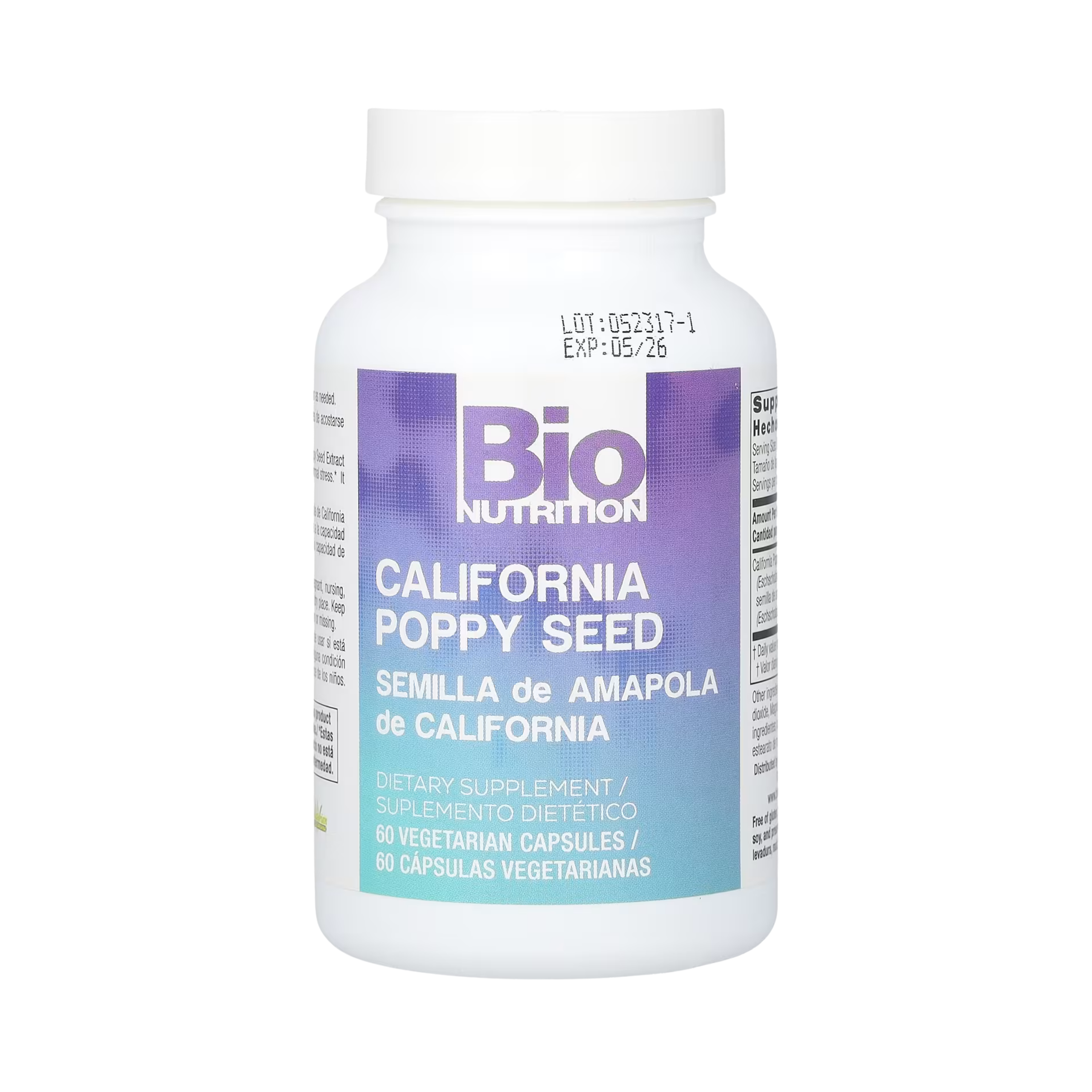 Bio Nutrition, California Poppy Seed, 500 Mg, 60 Vegetarian Capsules