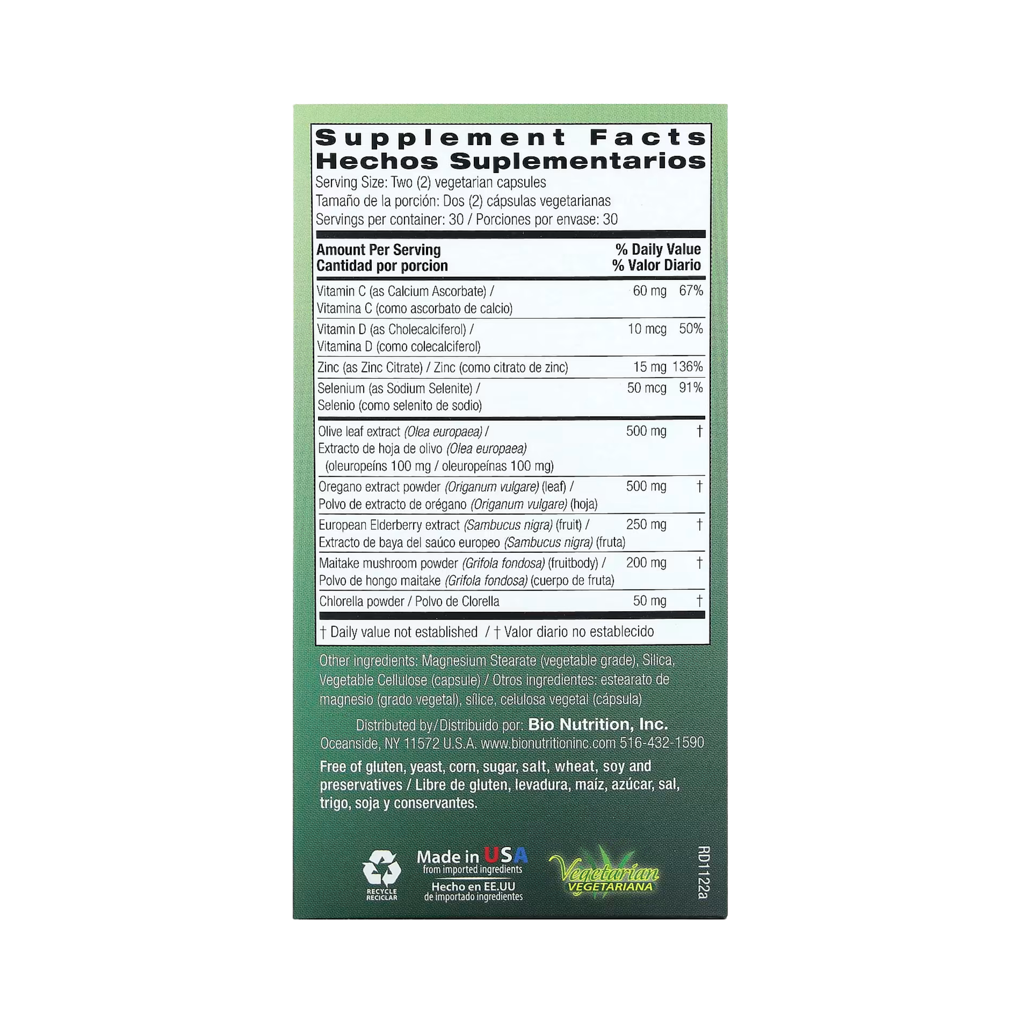 Bio Nutrition, Immune Wellness, Olive Leaf & Oregano, 60 Vegetarian Capsules