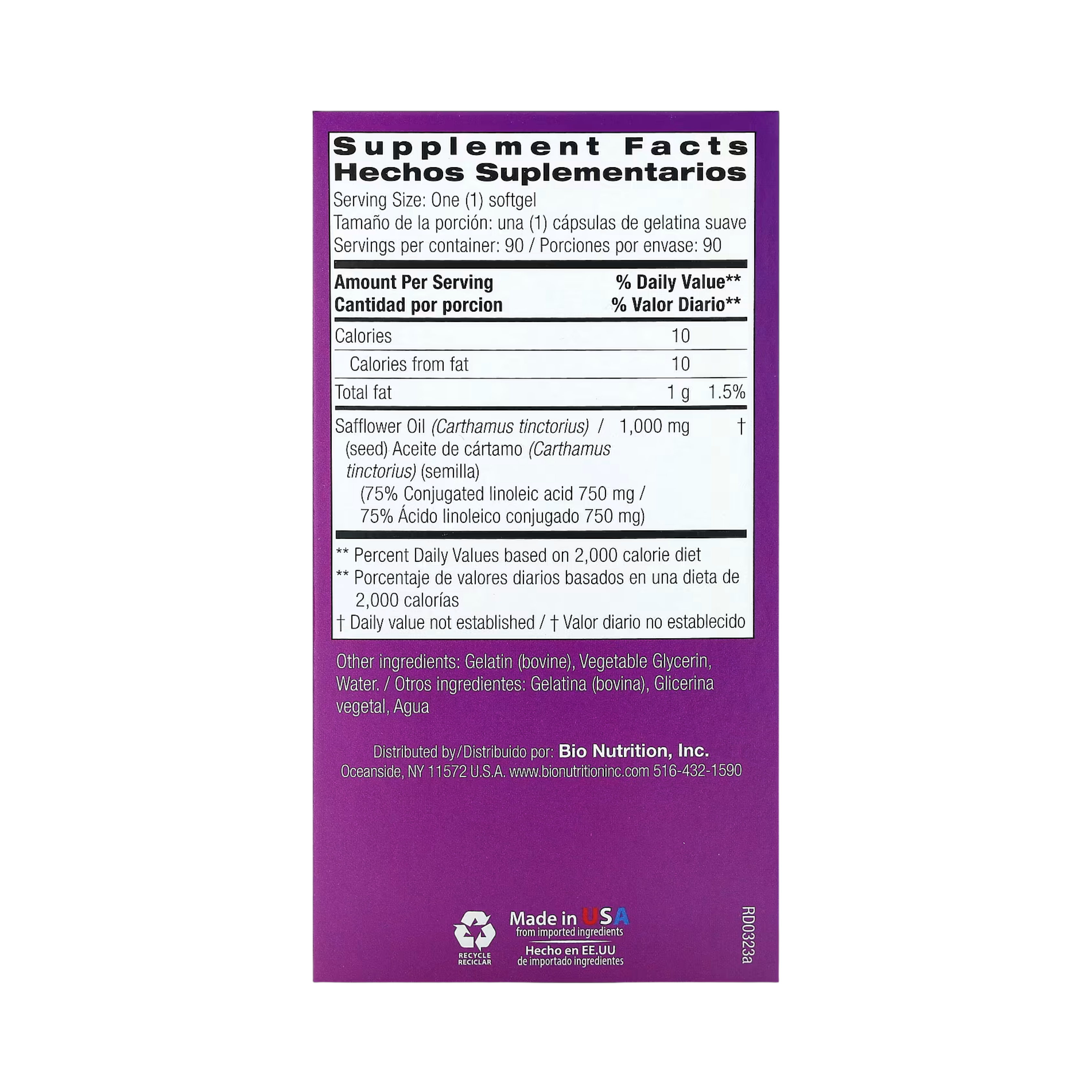 Bio Nutrition, Safflower, 1,000 Mg, 90 Softgels