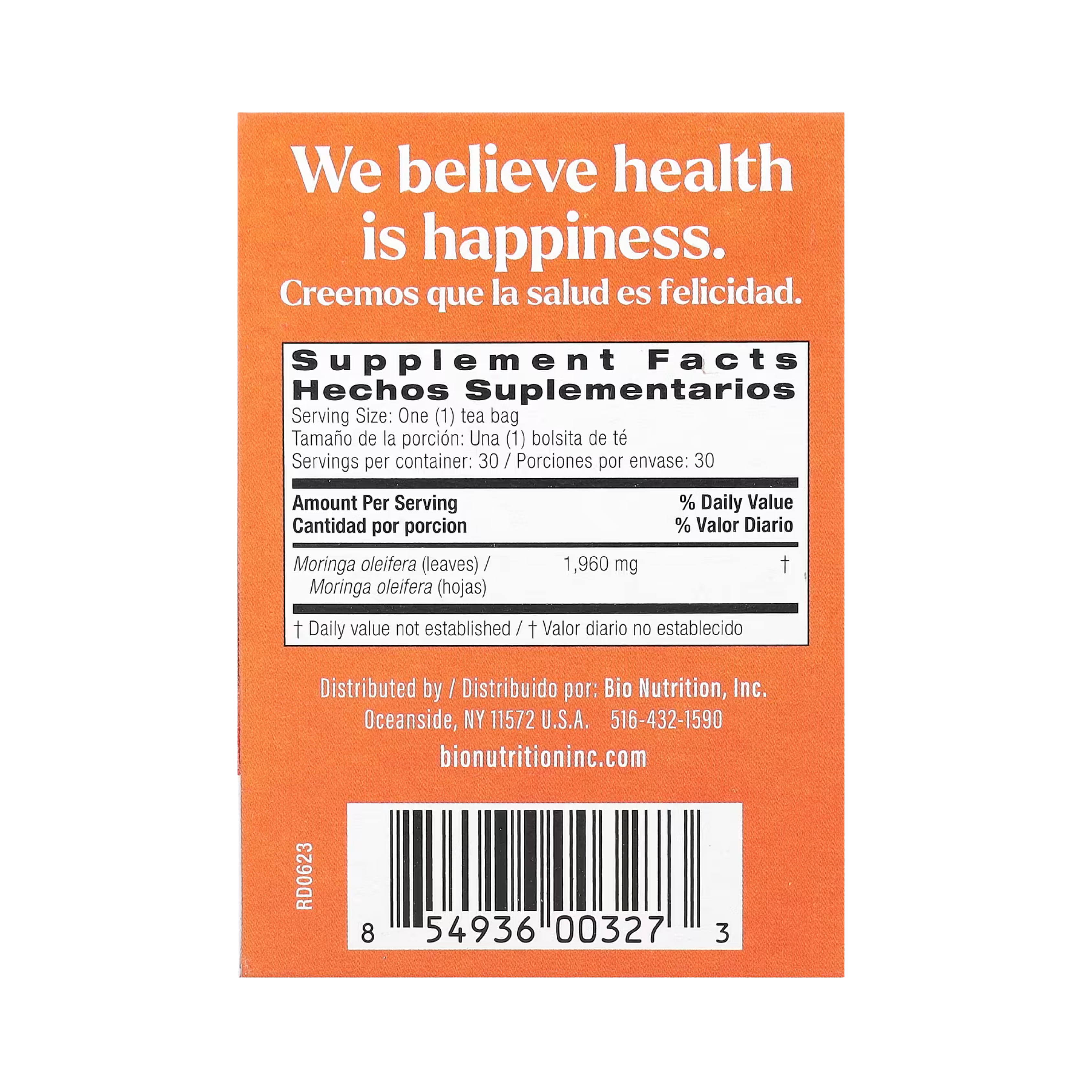 Bio Nutrition, Moringa Tea, Caffeine Free, 30 Tea Bags, 2.1 Oz