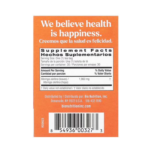 Bio Nutrition, Moringa Tea, Caffeine Free, 30 Tea Bags, 2.1 Oz