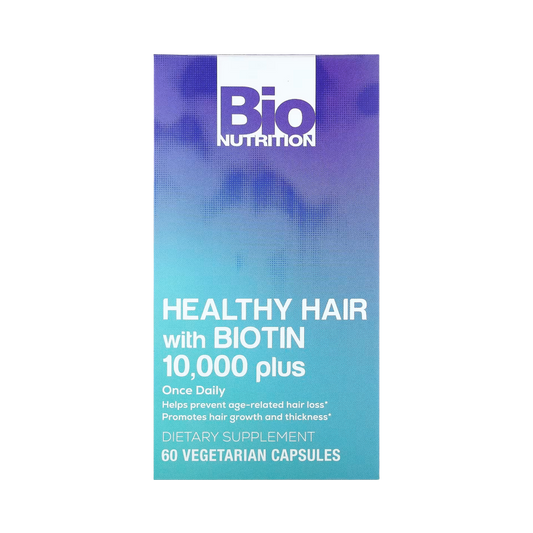 Bio Nutrition, Healthy Hair with Biotin 10,000 Plus, 60 Vegetarian Capsules