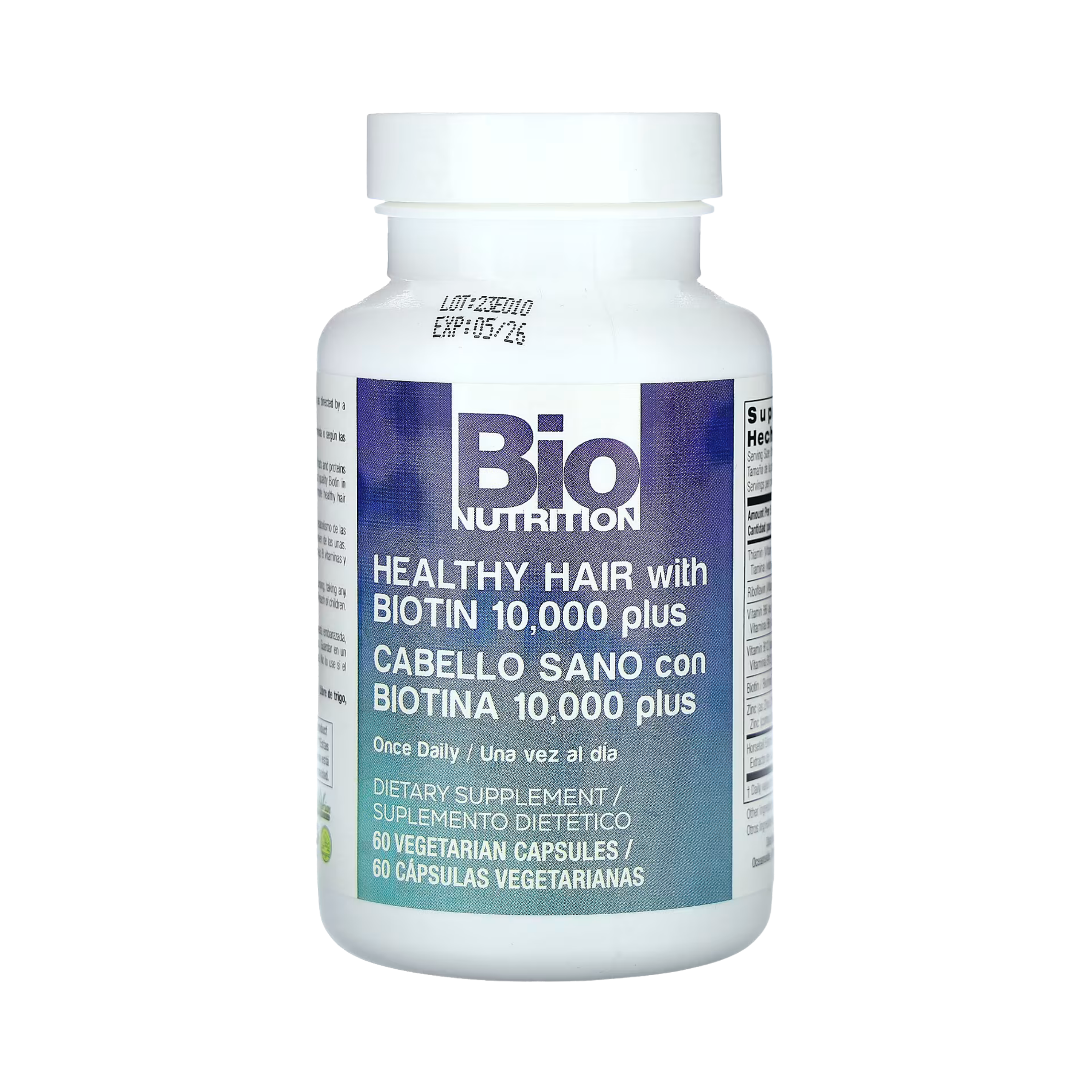 Bio Nutrition, Healthy Hair with Biotin 10,000 Plus, 60 Vegetarian Capsules