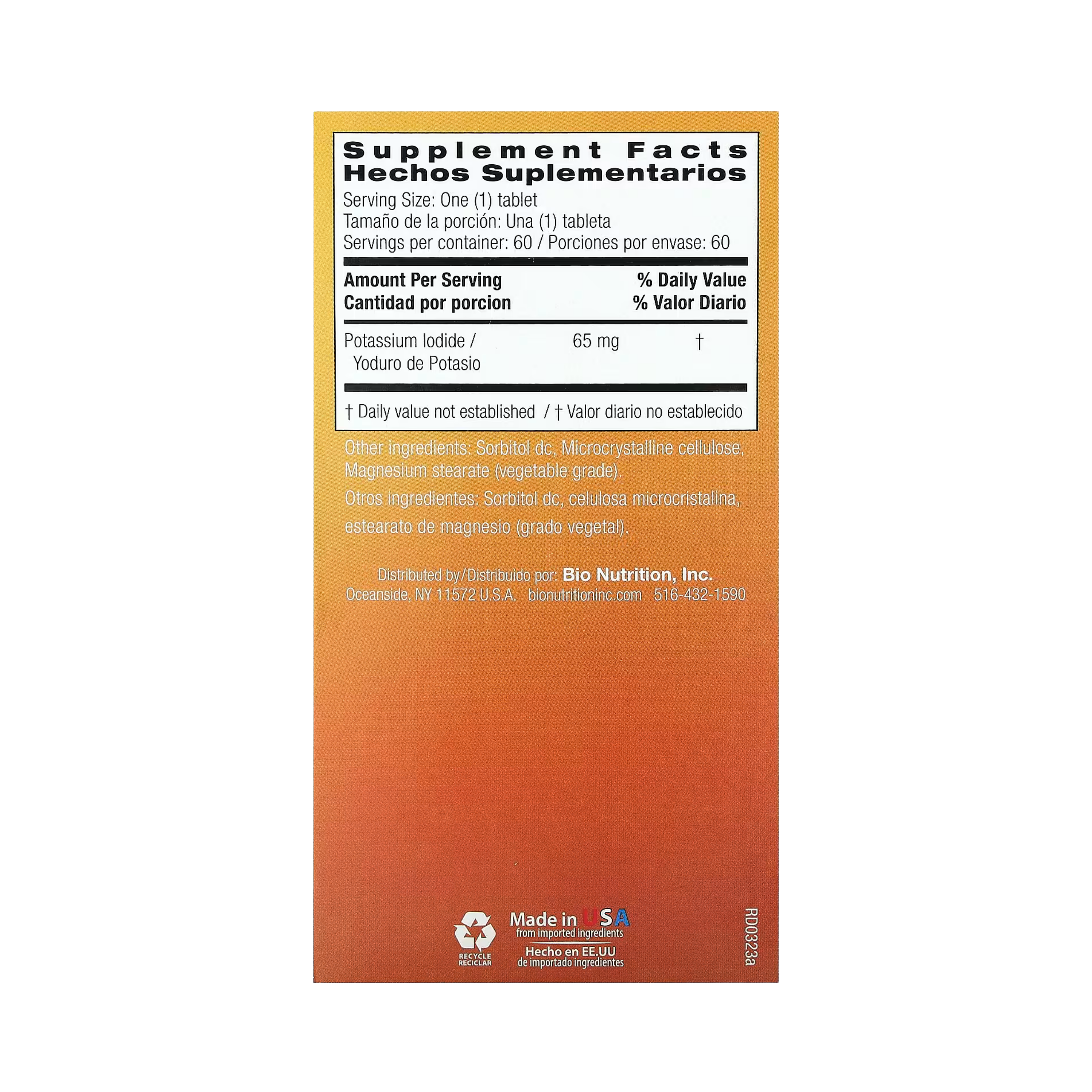 Bio Nutrition, Potassium Iodide, 65 Mg, 60 Tablets