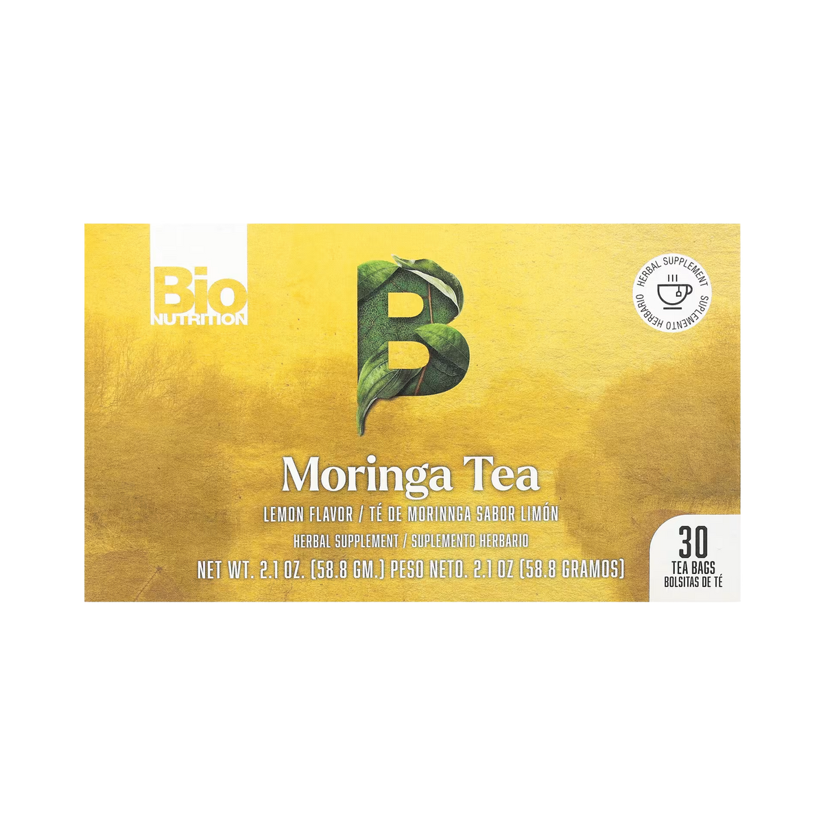 Bio Nutrition, Moringa Tea, Lemon, Caffeine Free, 30 Tea Bags, 2.1 Oz