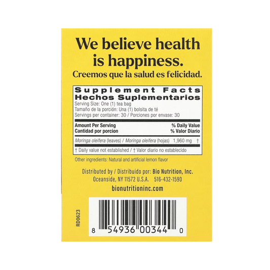 Bio Nutrition, Moringa Tea, Lemon, Caffeine Free, 30 Tea Bags, 2.1 Oz