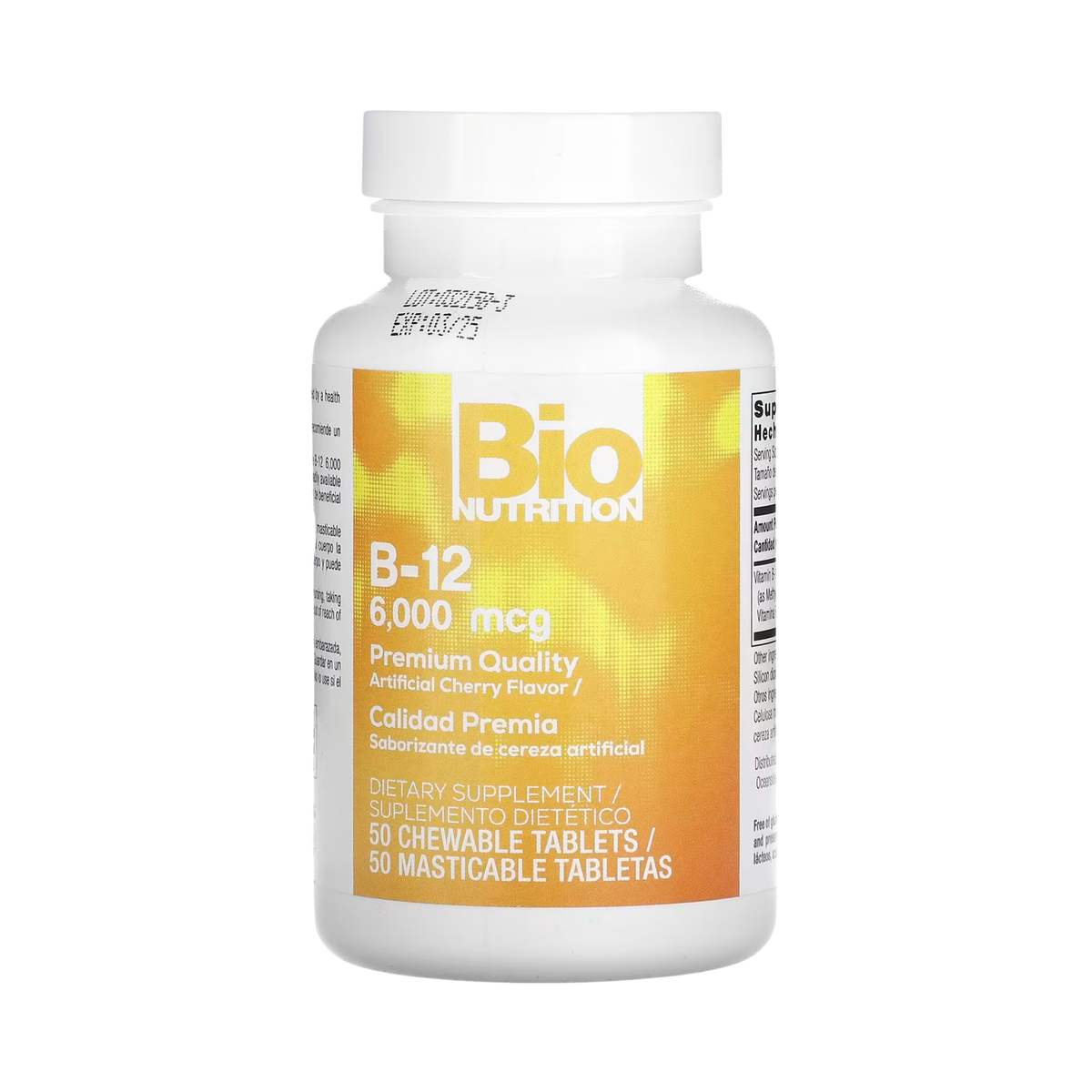 Bio Nutrition, Vitamin B-12, Cherry, 6,000 Mcg, 50 Chewable Tablets