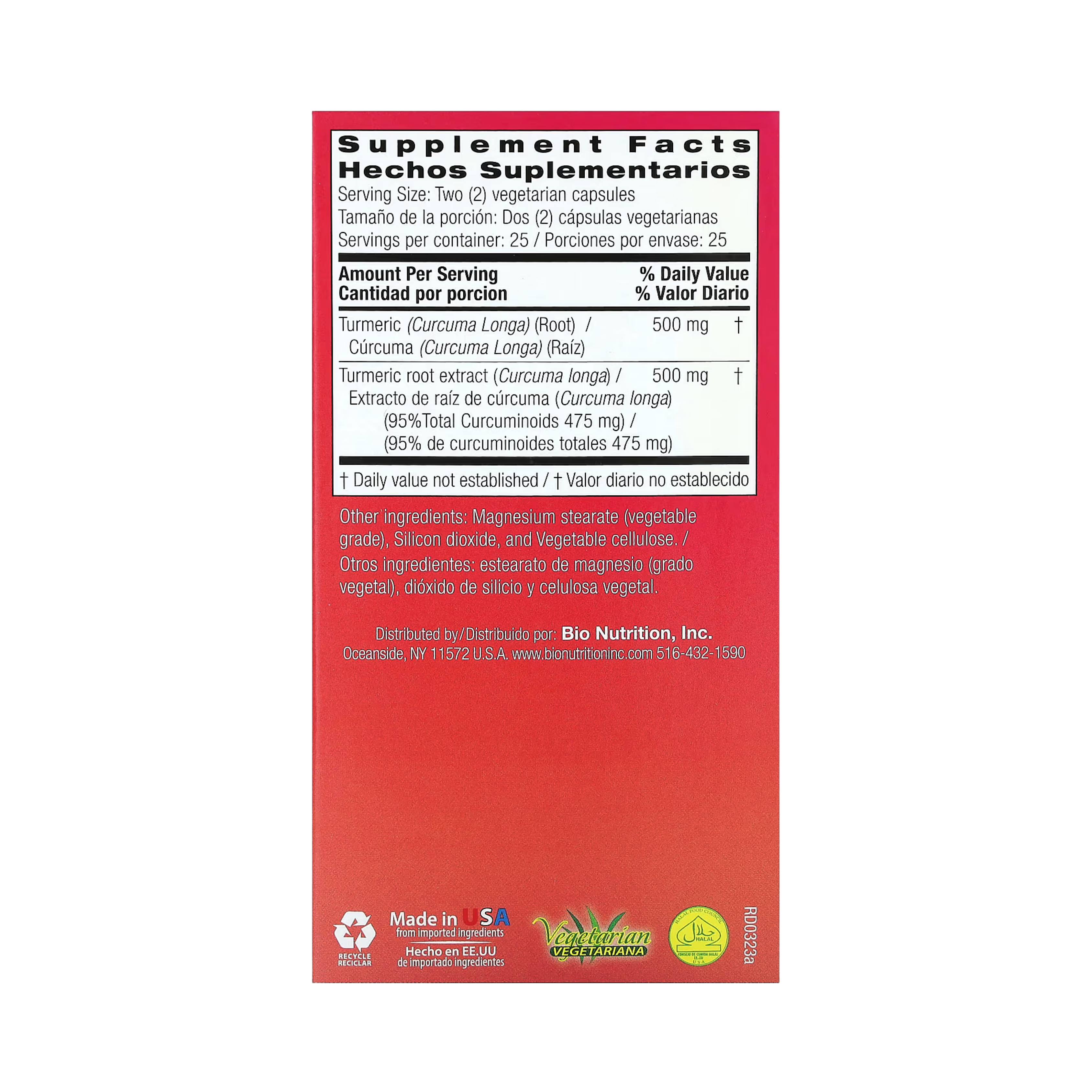 Bio Nutrition, Turmeric Curcumin, 50 Vegetarian Capsules