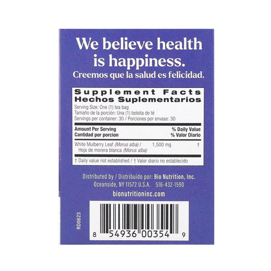 Bio Nutrition, White Mulberry Leaf Tea, Caffeine Free, 30 Tea Bags, 1.61 Oz