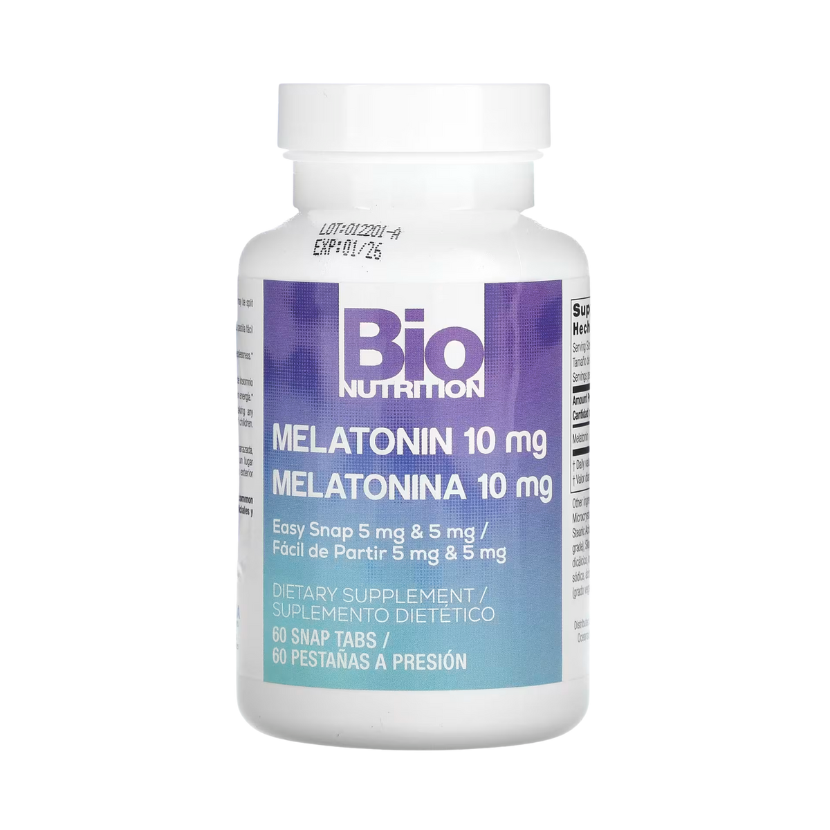 Bio Nutrition, Melatonin, 10 Mg, 60 Snap Tablets