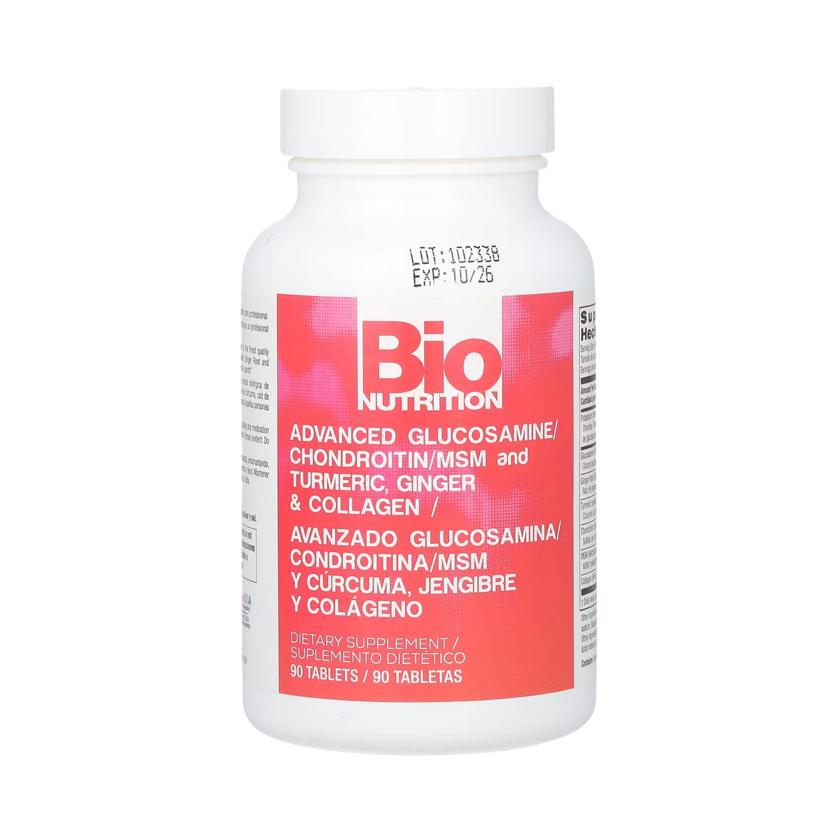 Bio Nutrition, Advanced Glucosamine/Chondroitin/MSM and Turmeric, Ginger & Collagen, 90 Tablets