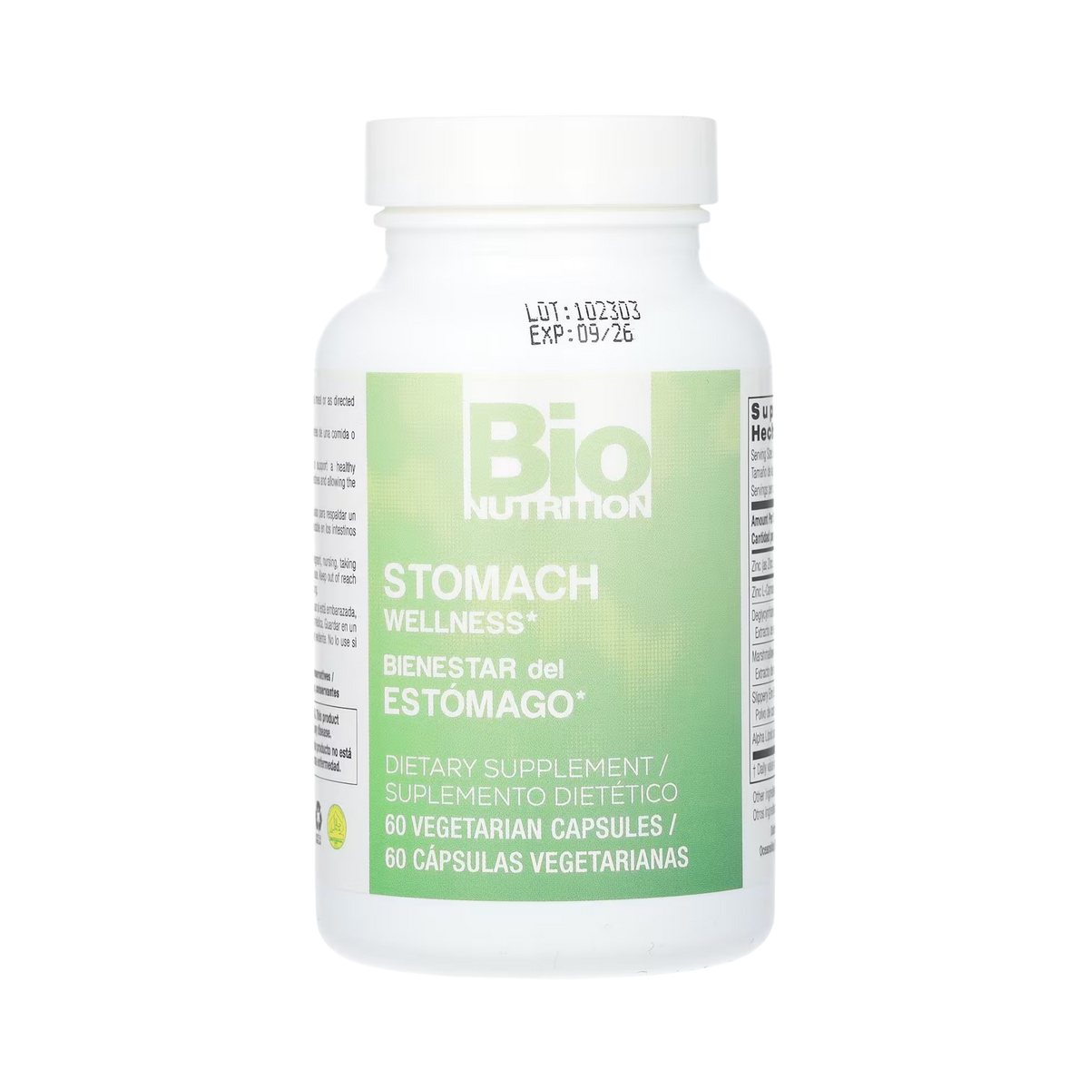 Bio Nutrition, Stomach Wellness, 60 Vegetarian Capsules