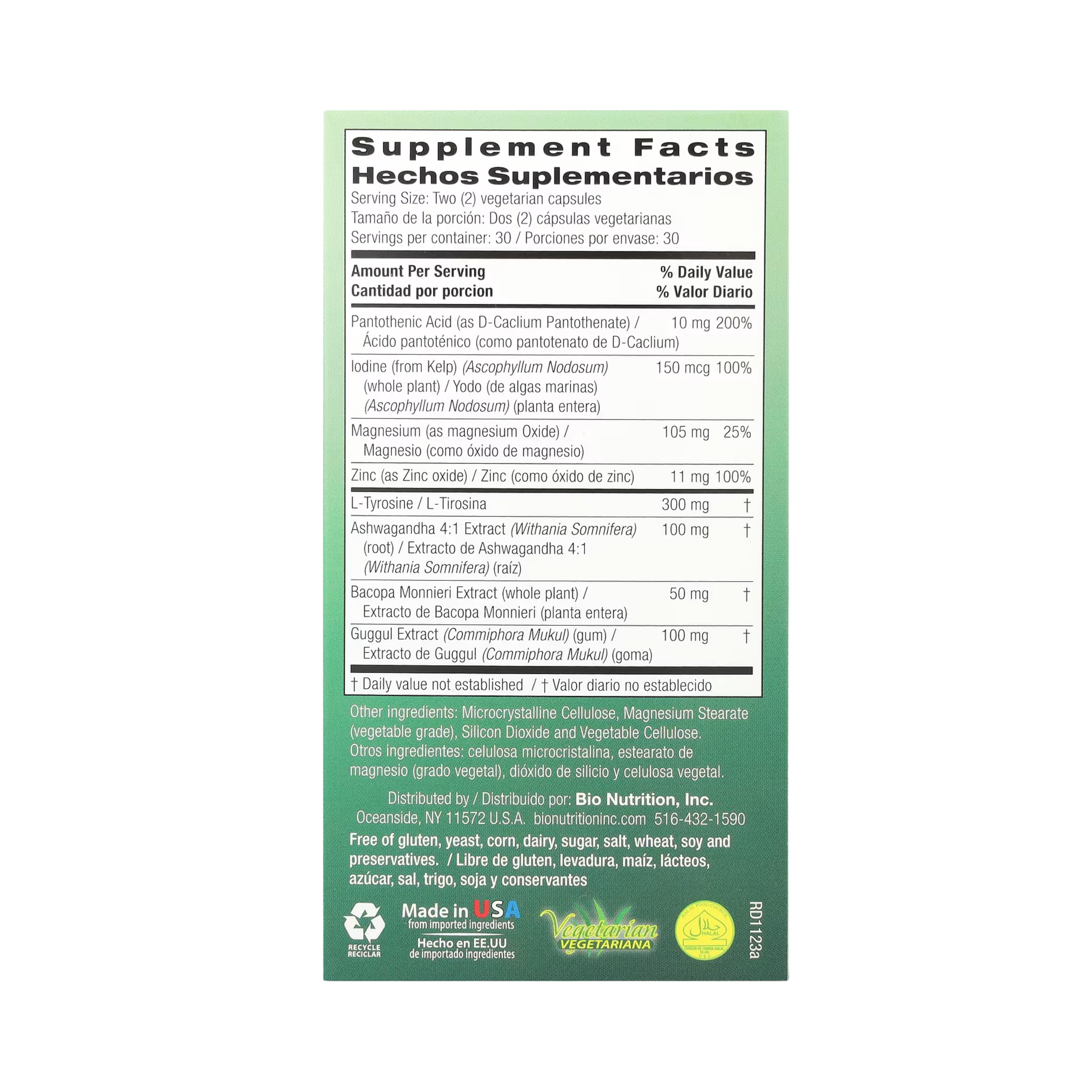 Bio Nutrition, Thyroid Wellness, 60 Vegetarian Capsules