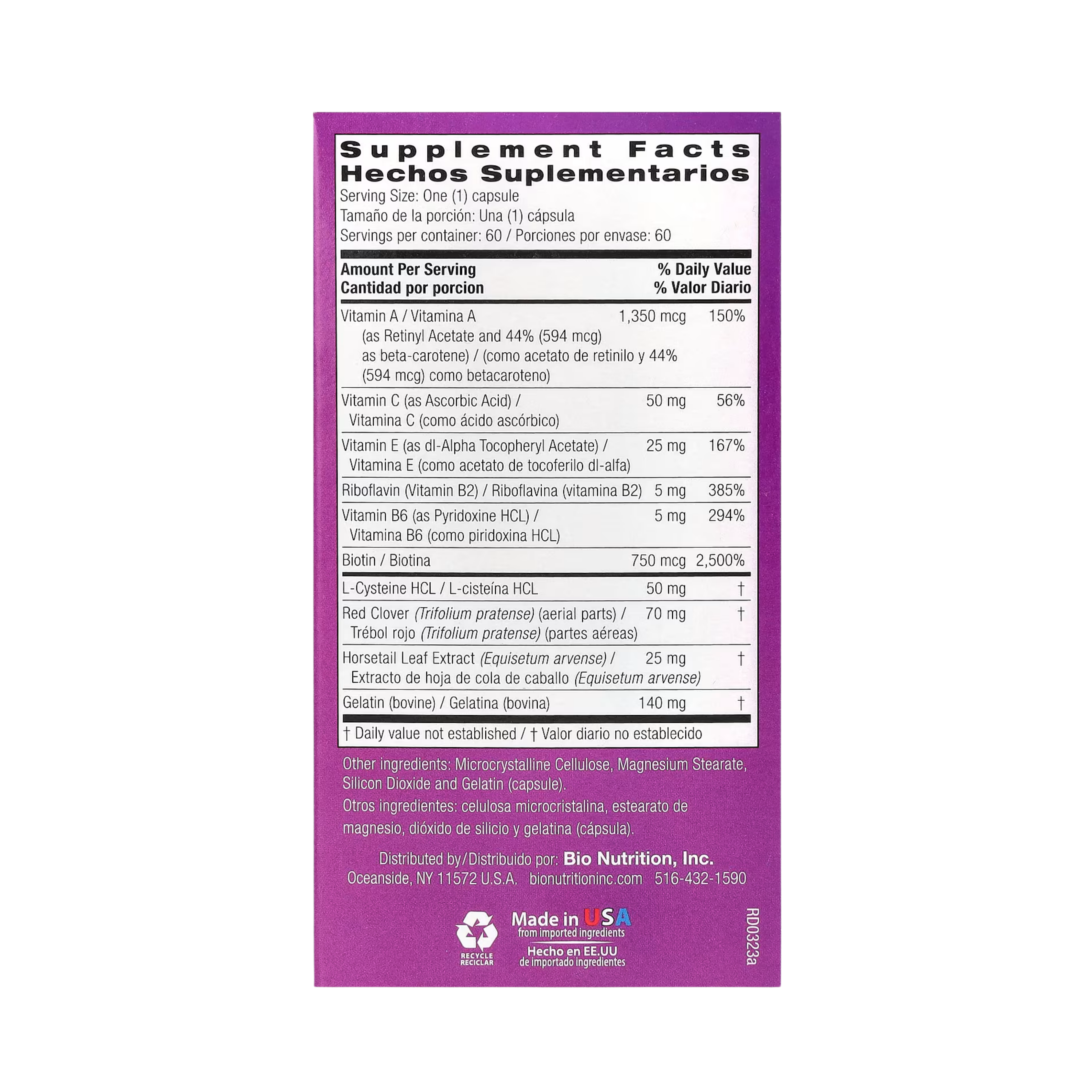 Bio Nutrition, Premium Hair, Skin & Nails, 60 Capsules