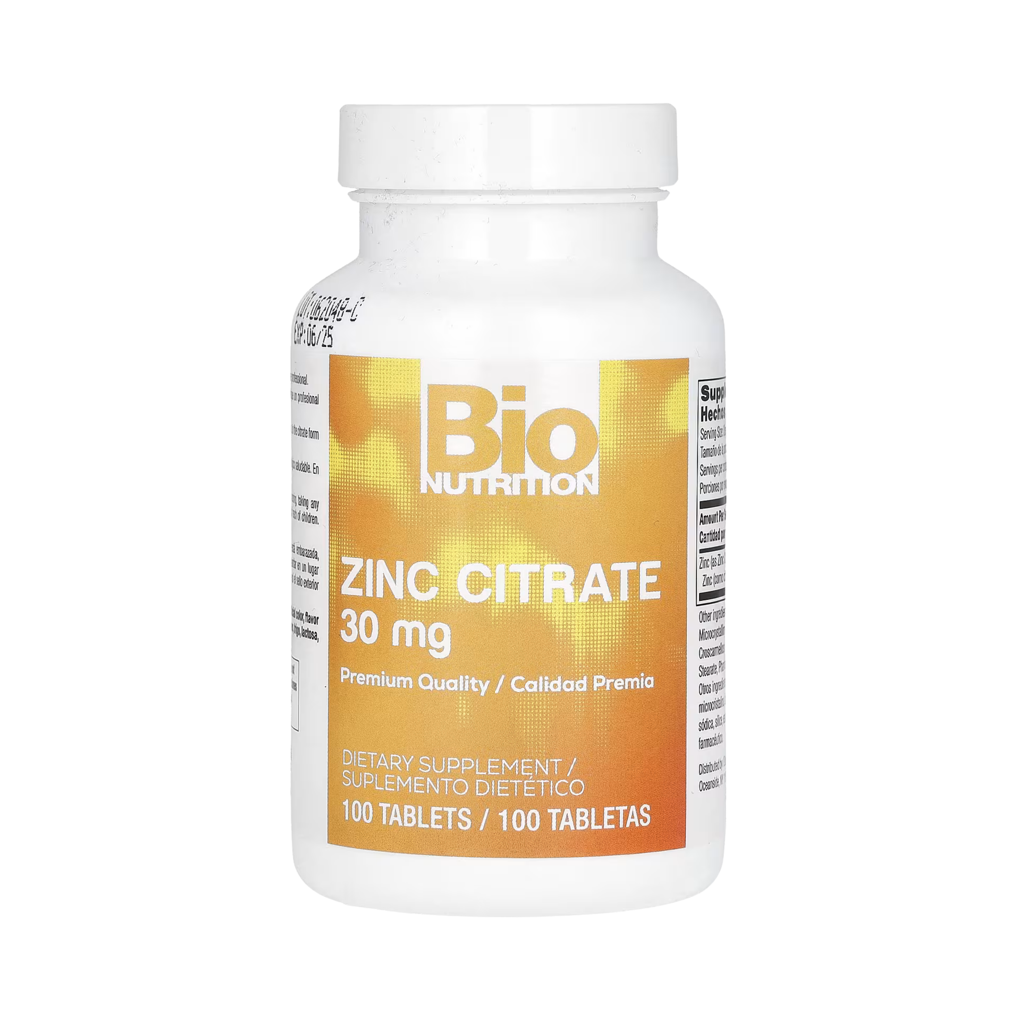Bio Nutrition, Zinc Citrate, 30 Mg, 100 Tablets