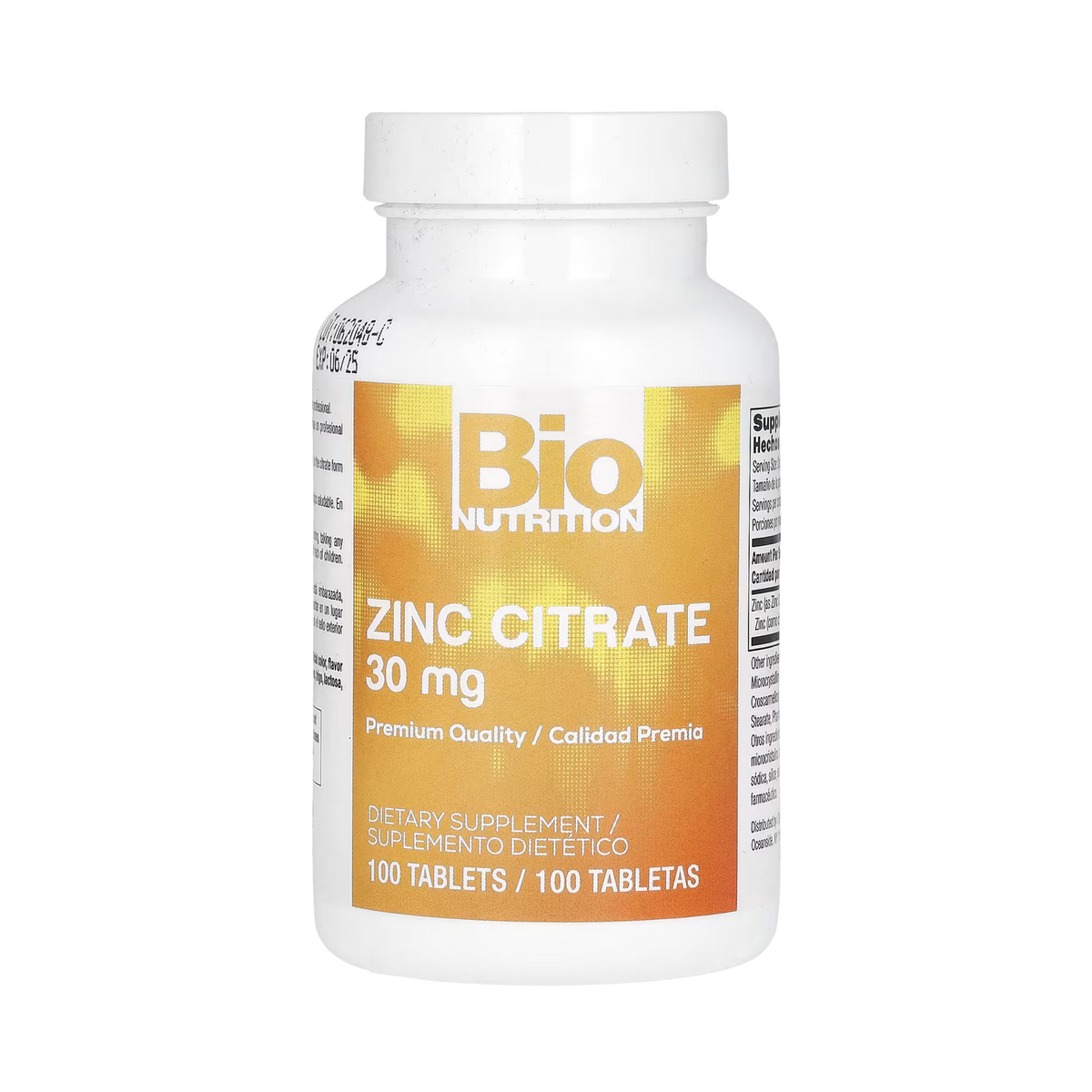 Bio Nutrition, Zinc Citrate, 30 Mg, 100 Tablets