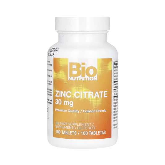 Bio Nutrition, Zinc Citrate, 30 Mg, 100 Tablets