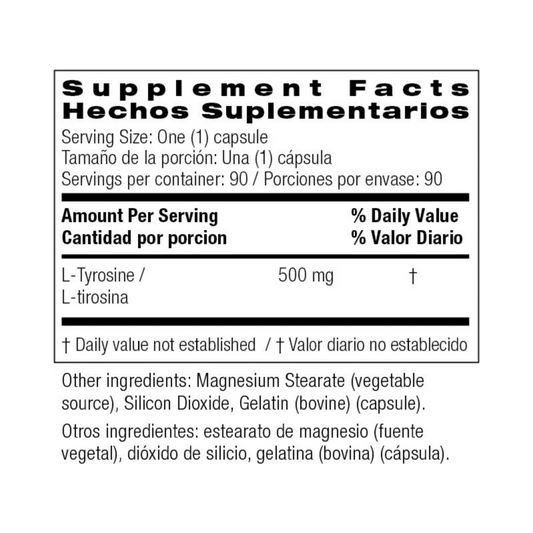 Bio Nutrition, L-Tyrosine 500 Mg, 90 Capsules