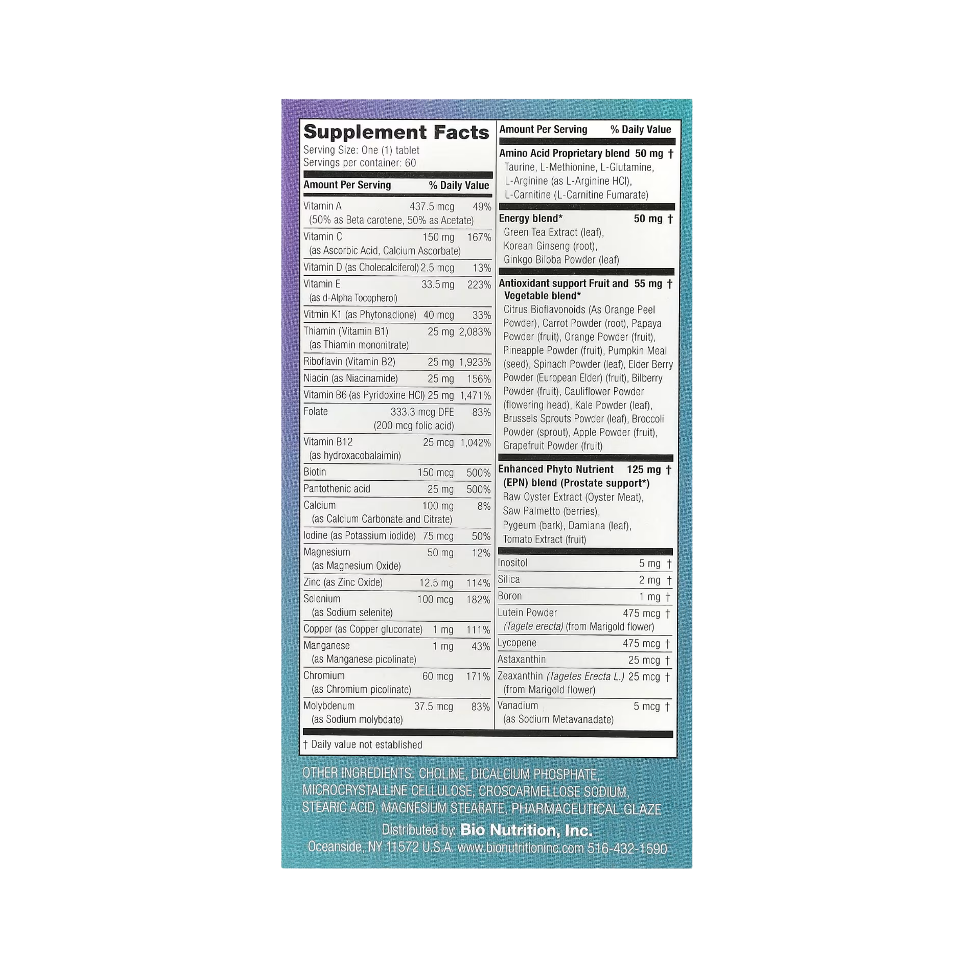 Bio Nutrition, Men's Wellness, 60 Tablets