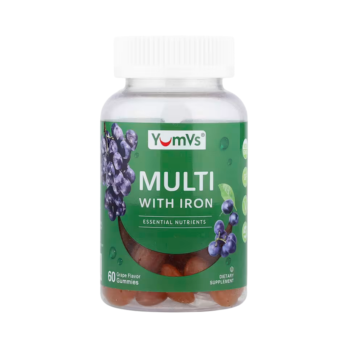 YumVs, Multi with Iron, Grape Flavor, 60 Gummies
