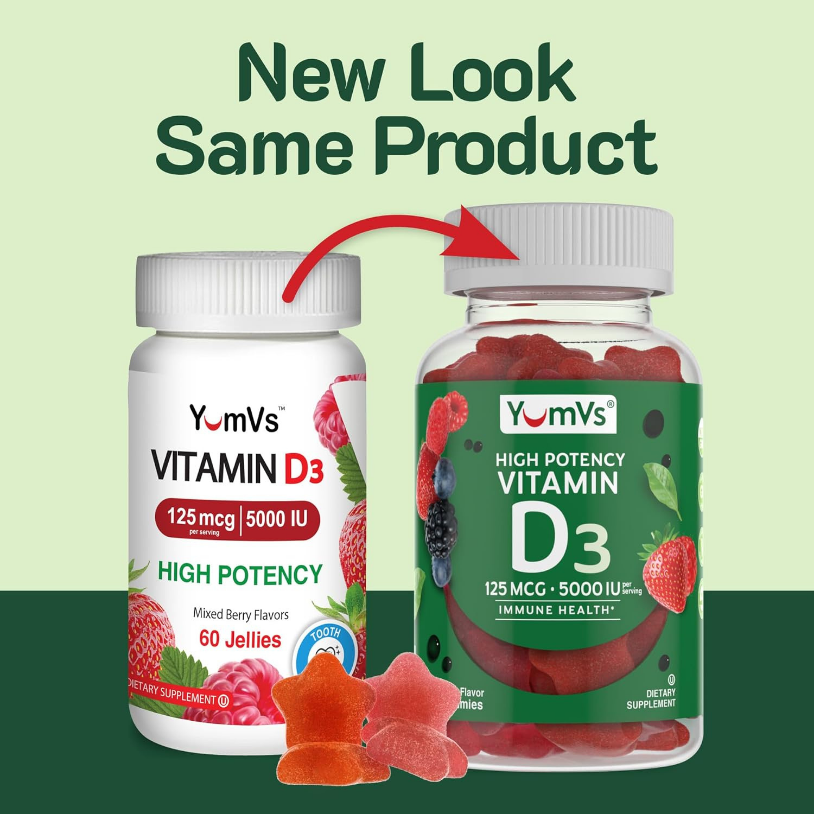 YumVs, Vitamin D3 Gummies, High Potency, Berry Flavor, 125 mcg, 60 Gummies