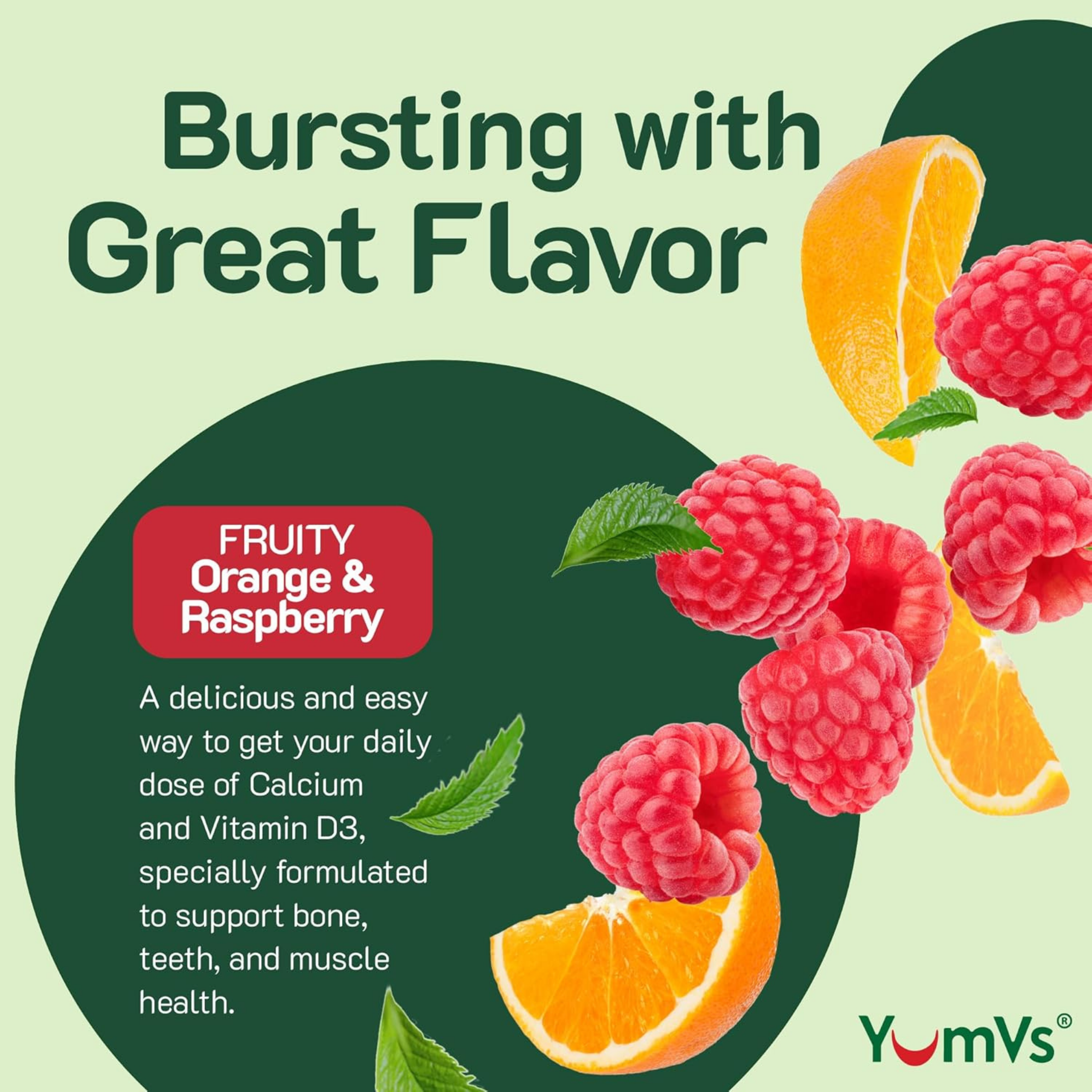 YumVs, Calcium with Vitamin D,  Orange and Berry Flavor, 500 mg, 60 Gummies