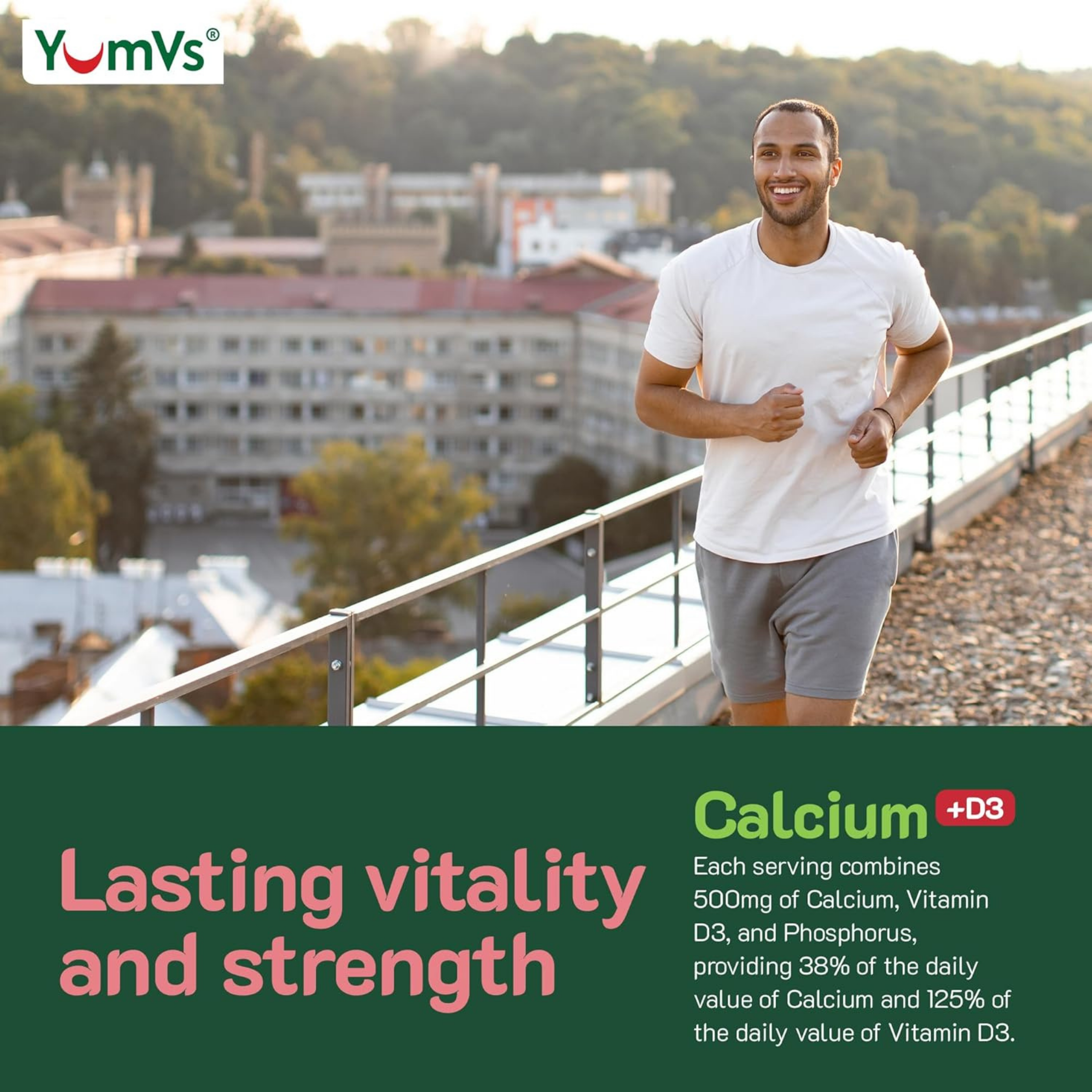 YumVs, Calcium with Vitamin D,  Orange and Berry Flavor, 500 mg, 60 Gummies