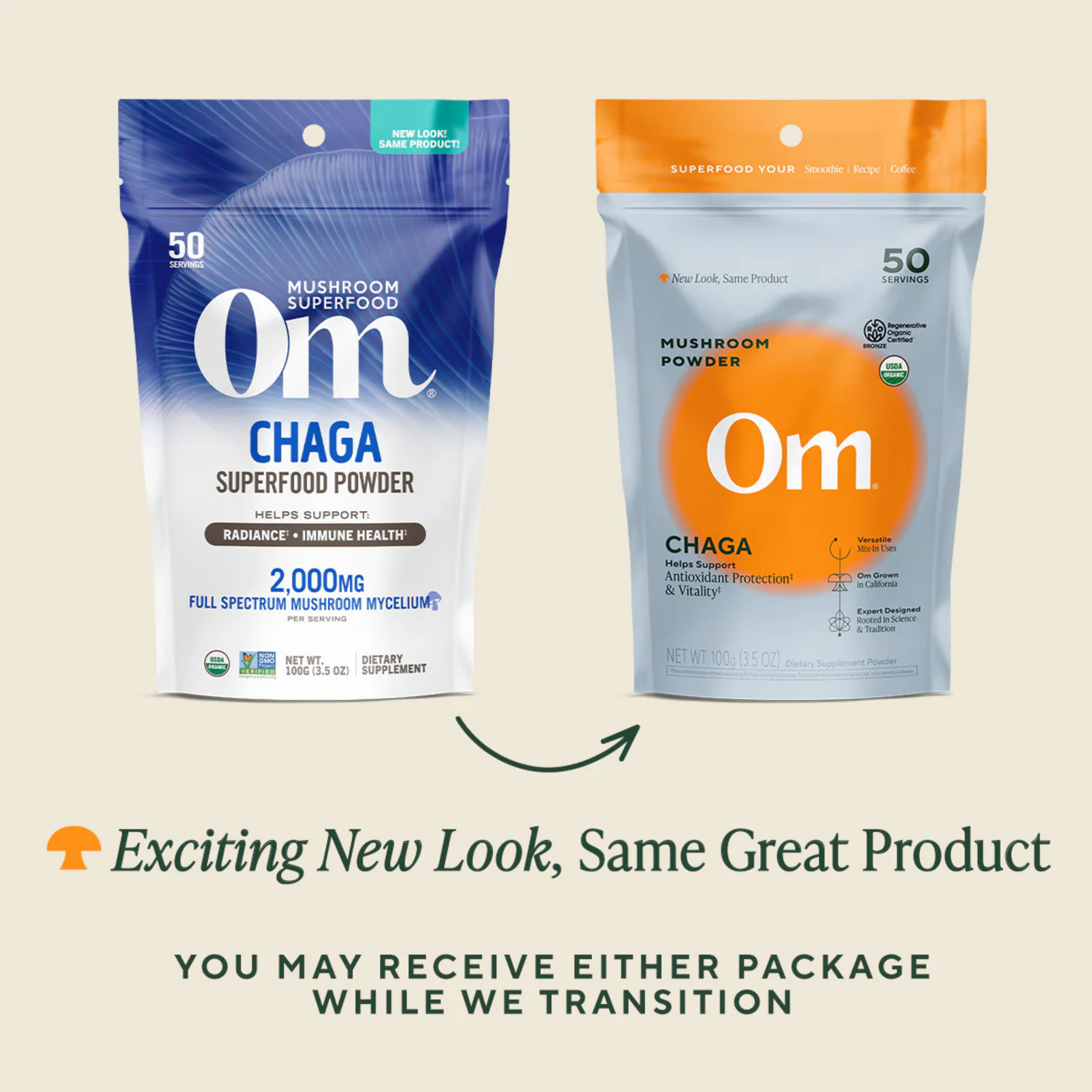 Om Mushrooms, Chaga Organic Mushroom Powder, 60 g