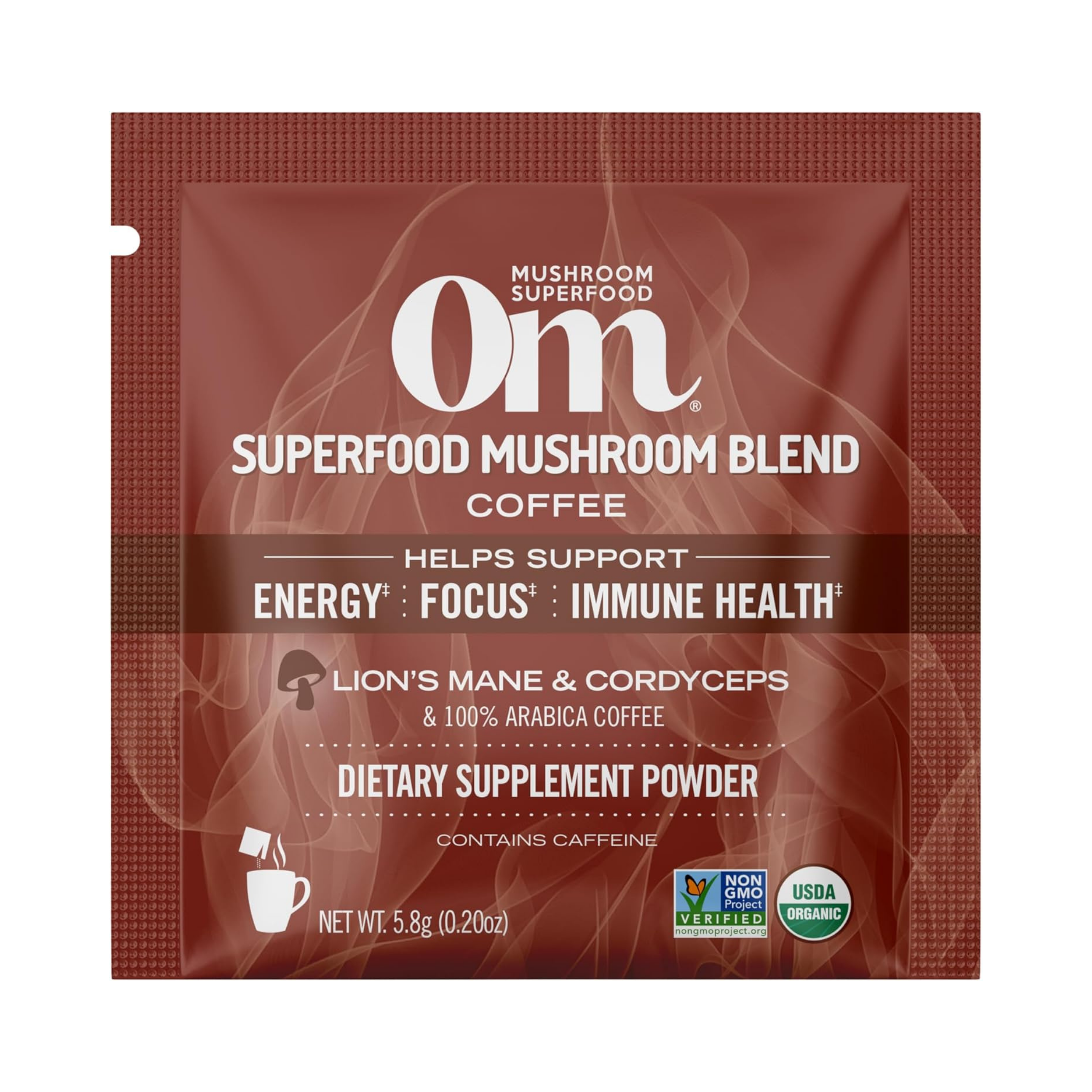Om Mushrooms, Superfoods Mushroom Blend Coffee, 10 Packets, 0.2 oz, 5.8 g Each