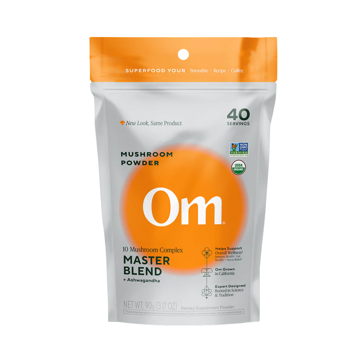 Om Mushrooms, Mushroom Powder, Master Blend + Ashwagandha, 3.17 oz, 90 g