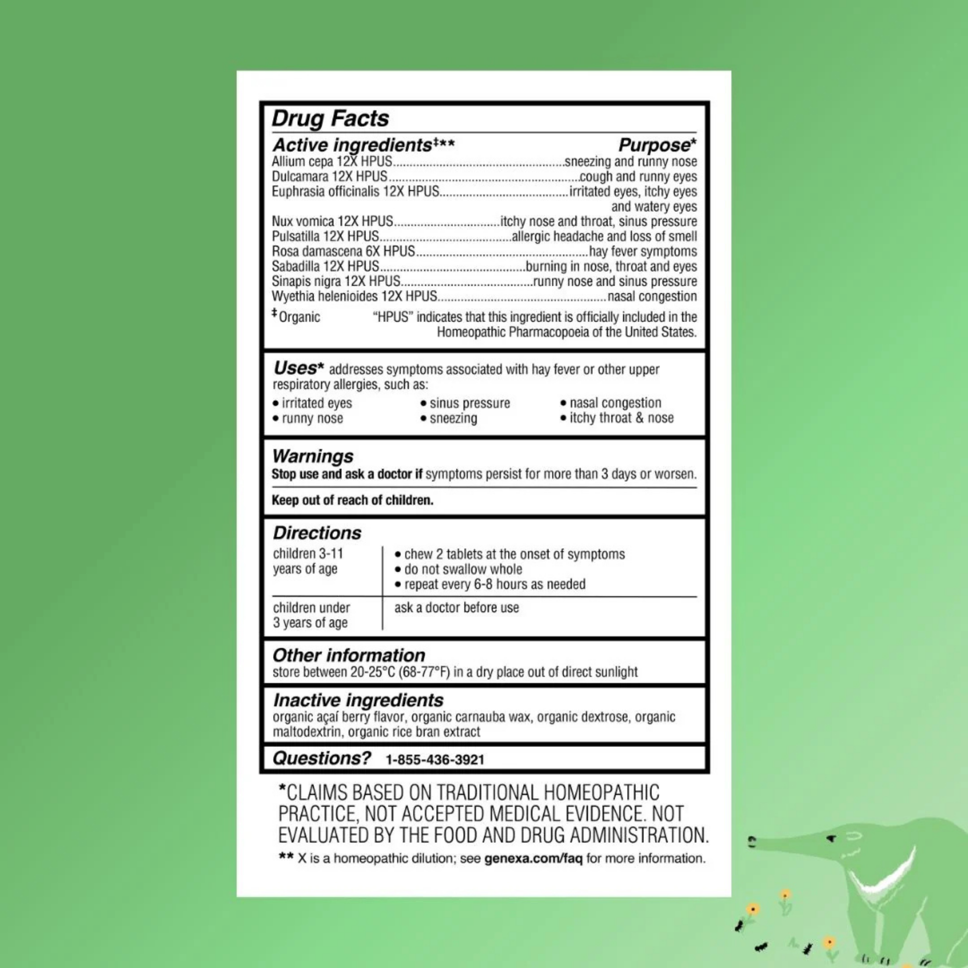 Genexa, Kids' Allergy Care, Age 3-11, Organic Acai Berry, 60 Chewable Tablets