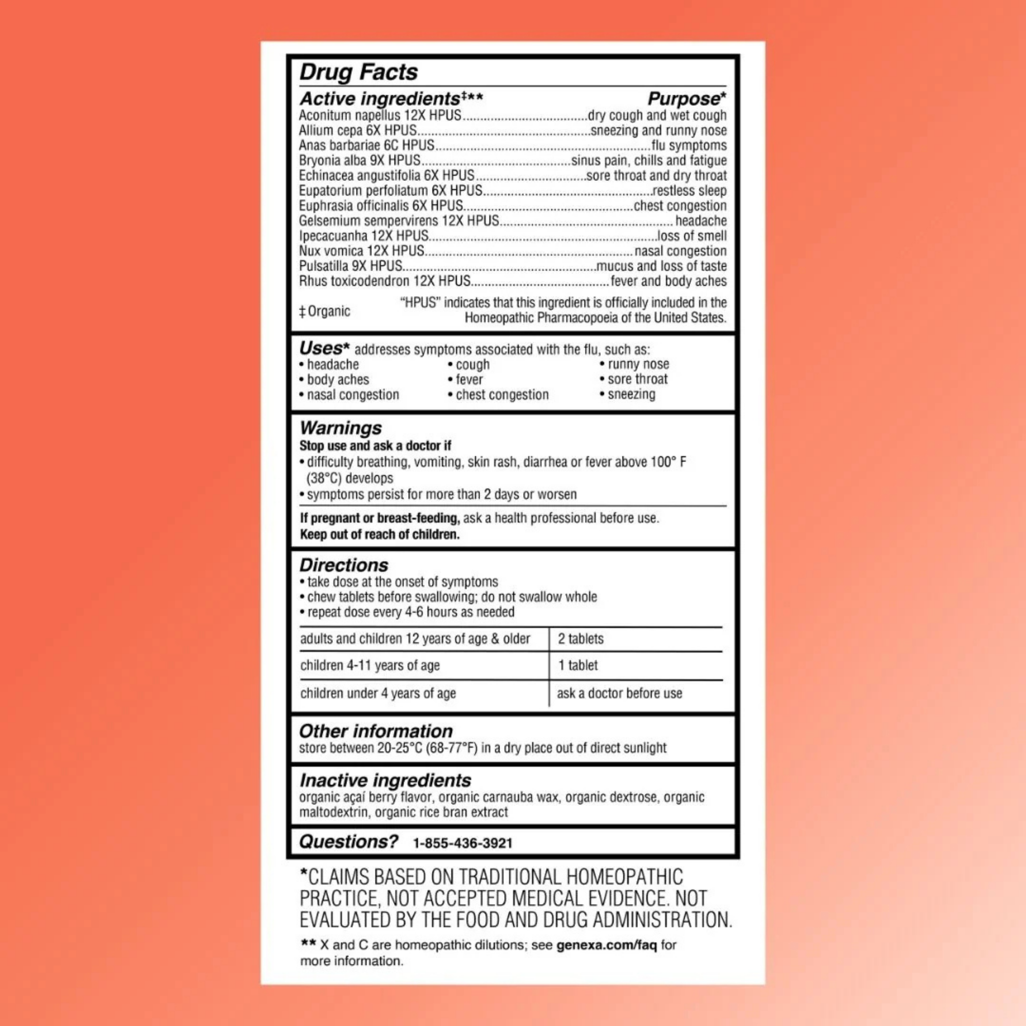 Genexa, Flu Fix, Ages 4- Adult, 60 Chewable Tablets