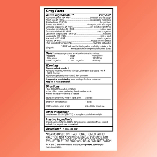 Genexa, Flu Fix, Ages 4- Adult, 60 Chewable Tablets