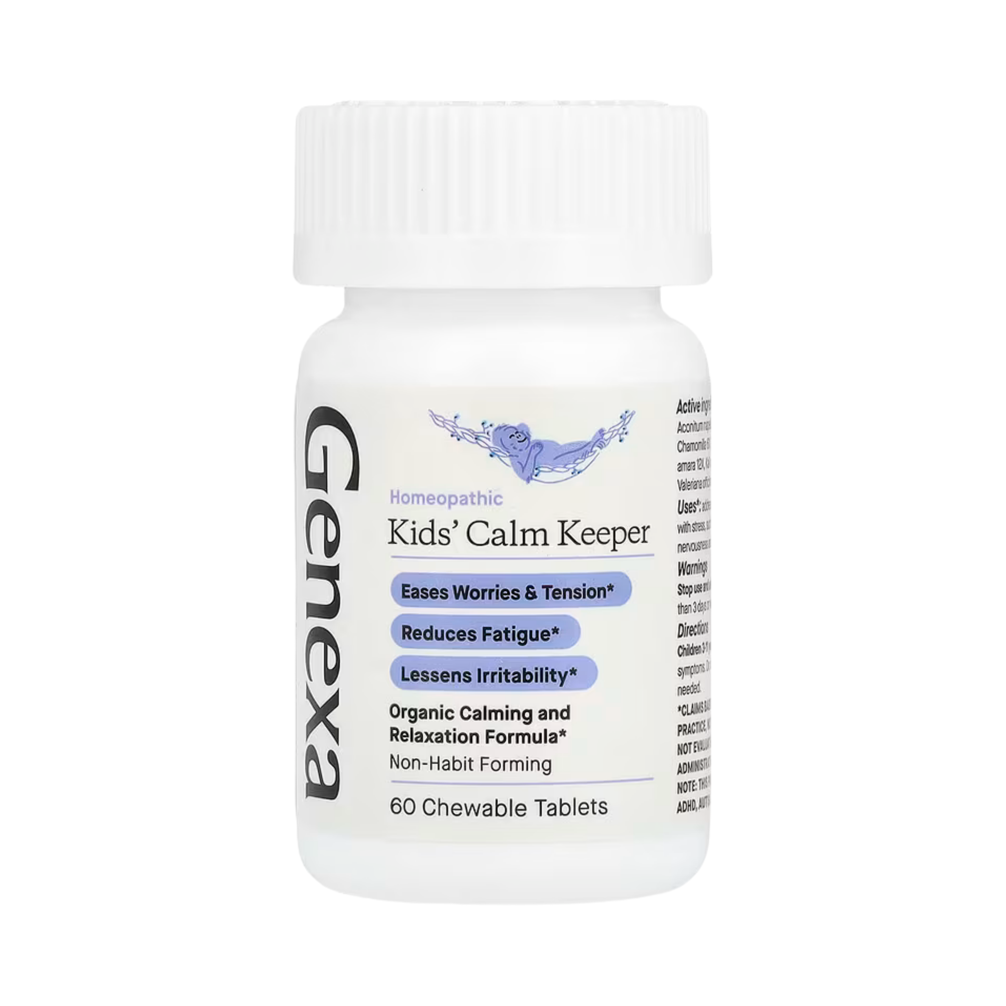 Genexa, Kids´ Calm Keeper, Ages 3-11, Vanilla & Lavender, 60 Chewable Tablets