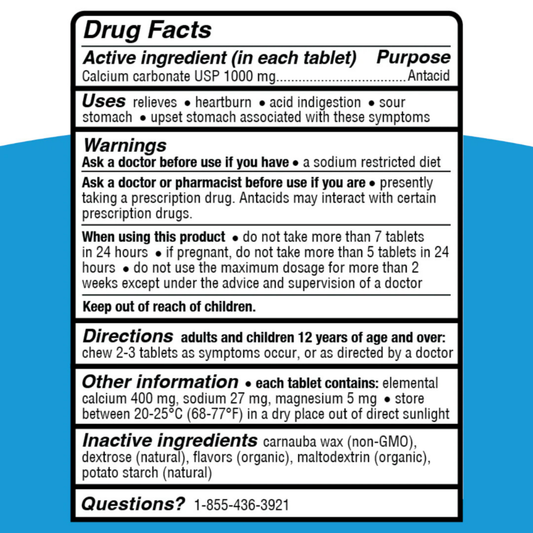 Genexa, Antacid, Maximum Strength, Organic Berry & Vanilla, 1,000 mg, 72 Chewable Tablets