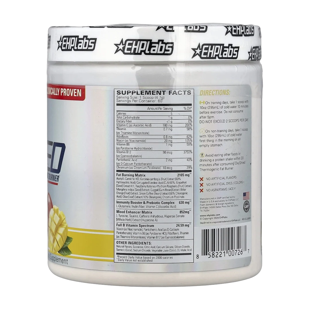 EHPlabs, OxyShred, Thermogenic Fat Burner, Mango, 9.95 oz (282 g)