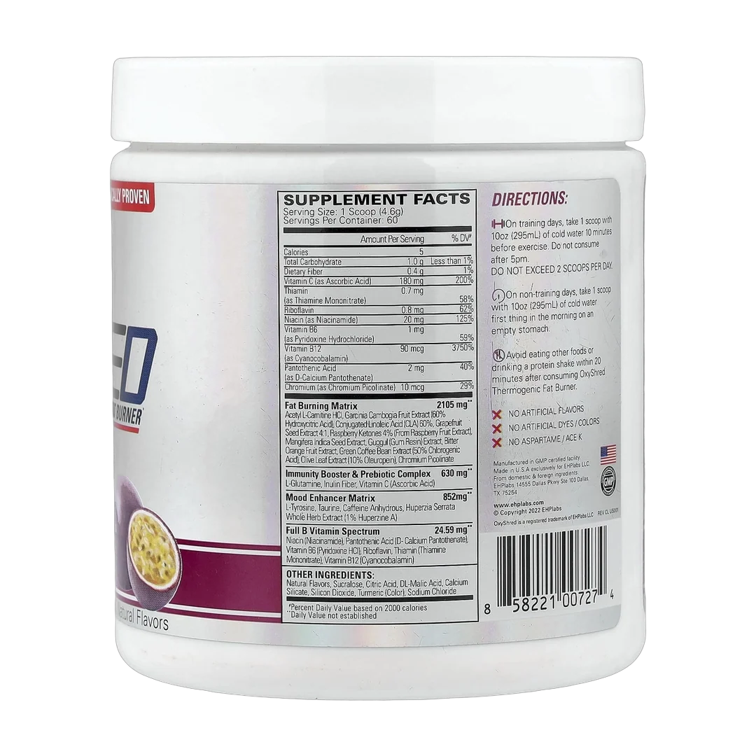 EHPlabs, OxyShred, Thermogenic Fat Burner, Passionfruit, 9.73 oz (276 g)