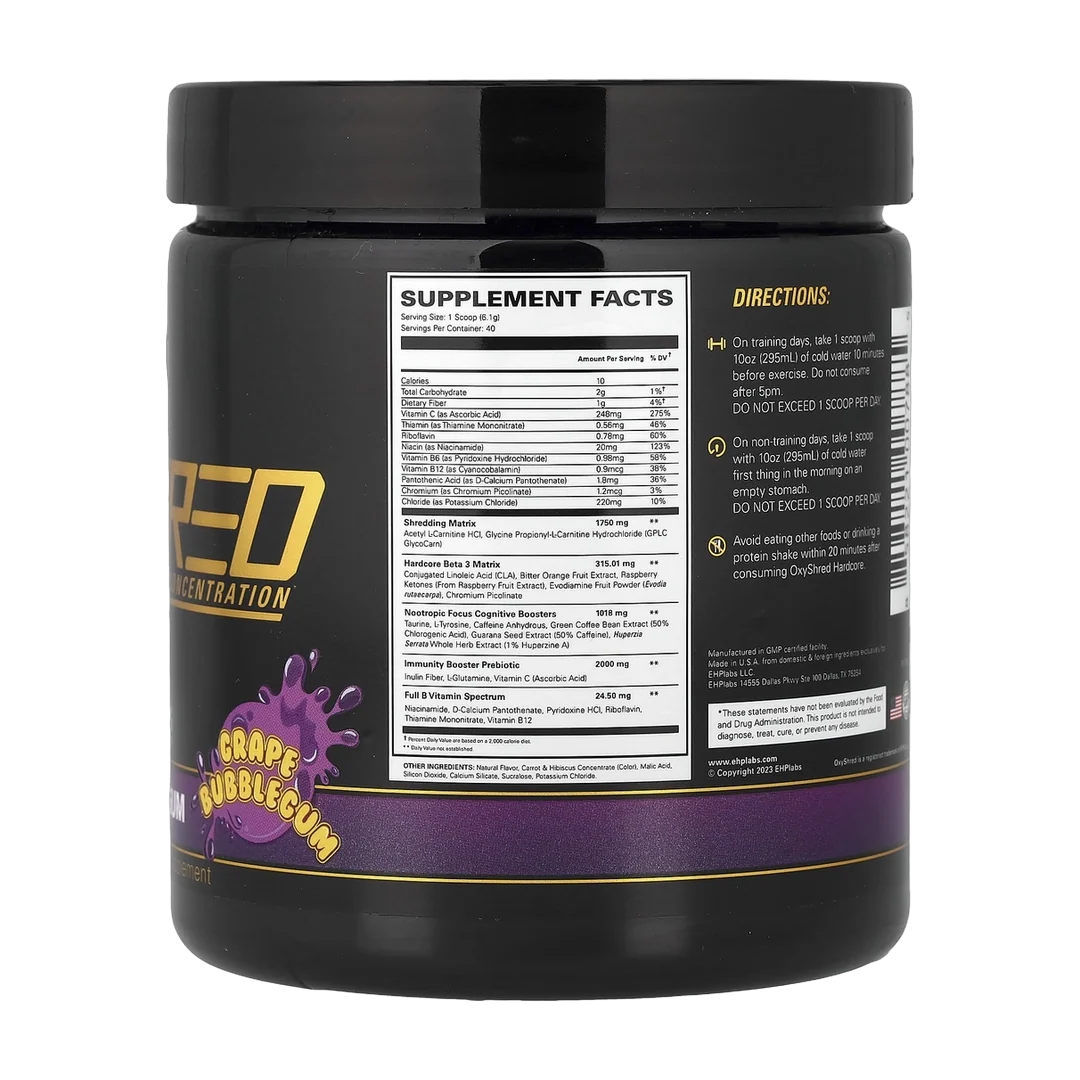 EHPlabs, OxyShred Hardcore, Grape Bubblegum, 8.7 oz (248 g)
