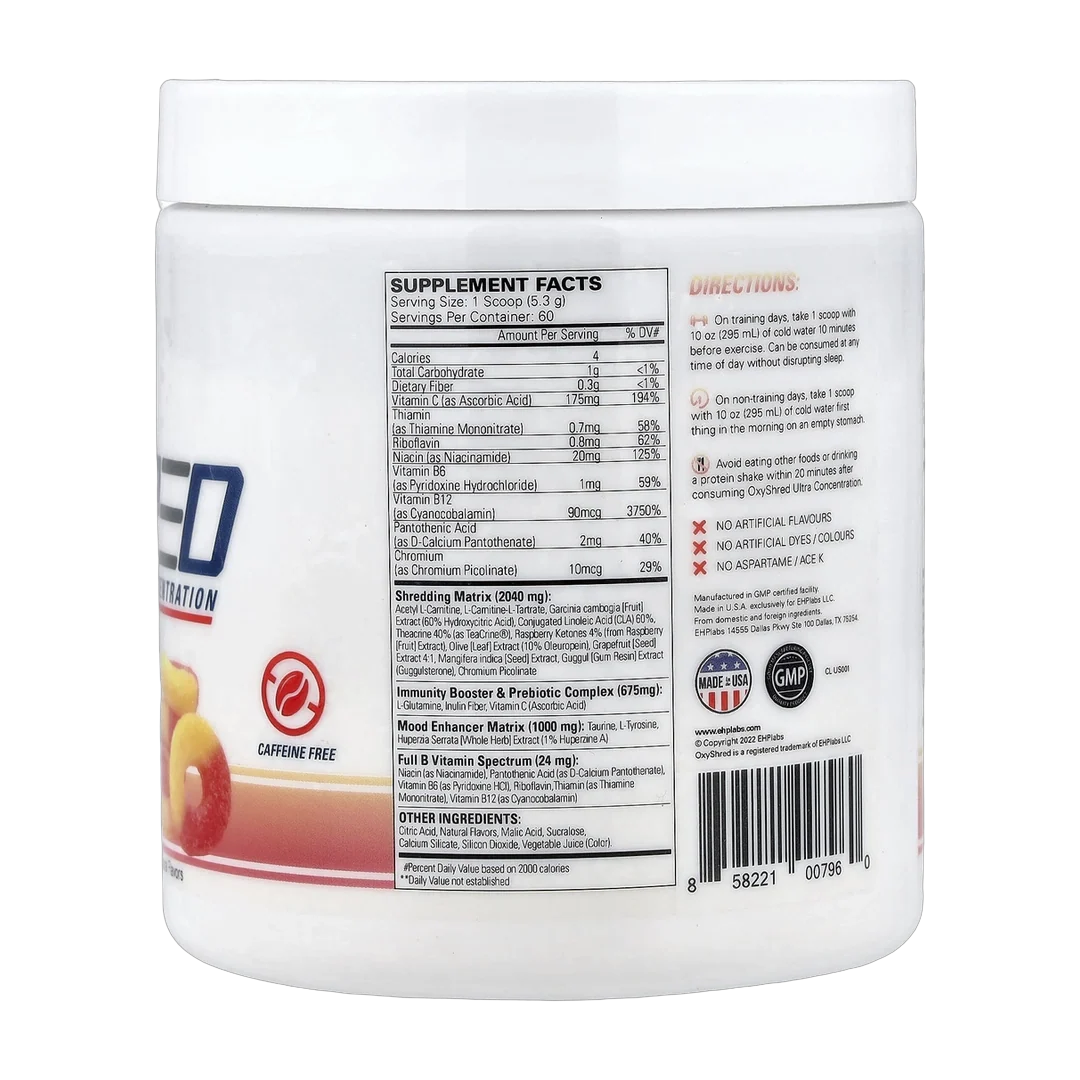EHPlabs, OxyShred Non-Stim, Ultra Concentration, Kiss My Peach, 11.22 oz (318 g)