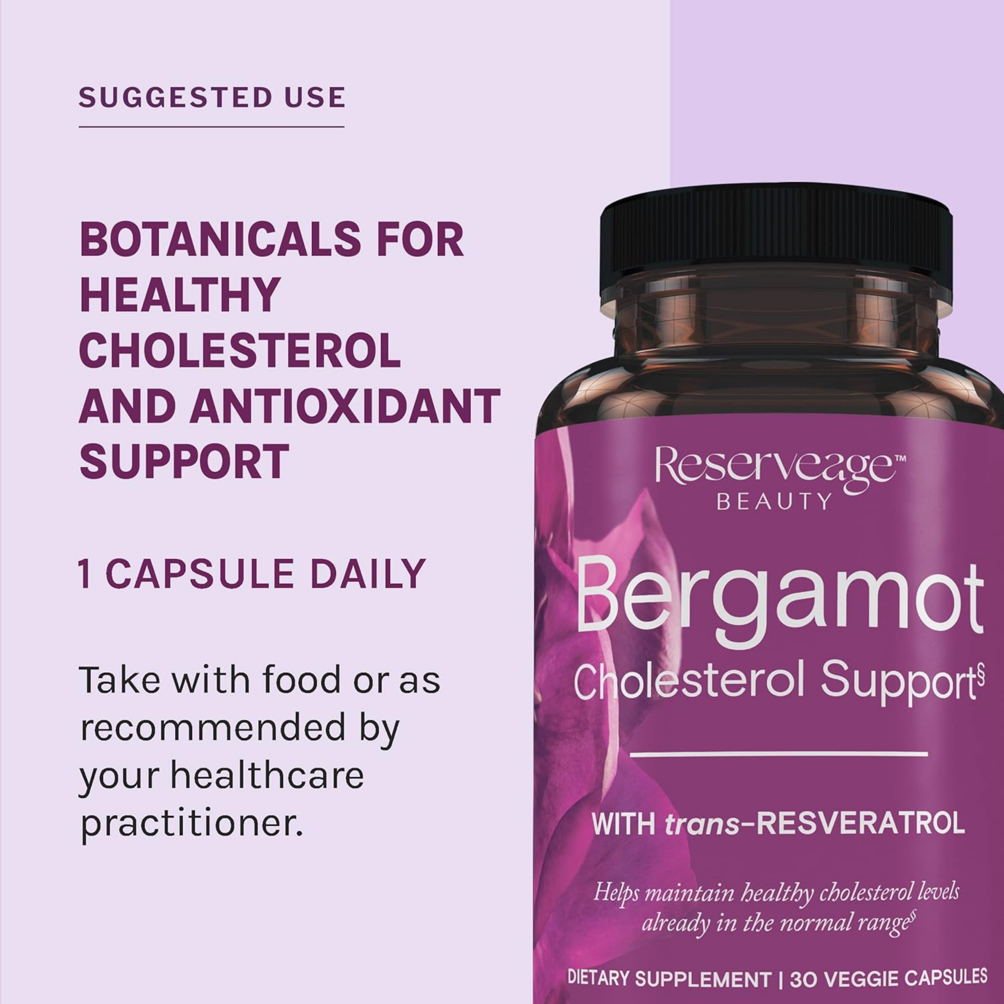 Reserveage Beauty, Bergamot Cholesterol Support, 30 Veggie Capsules