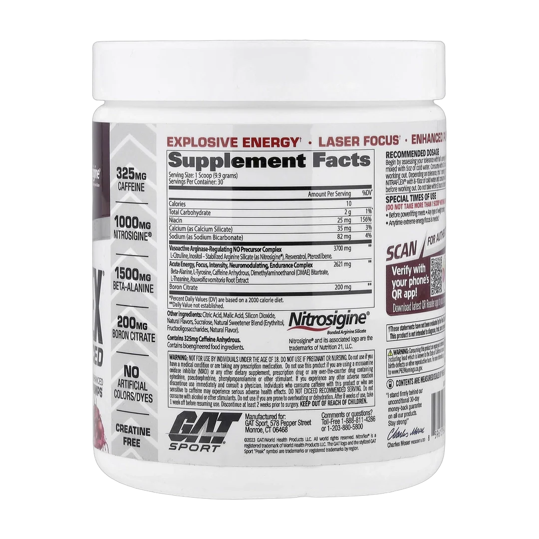 GAT, Sport, NITRAFLEX® Advanced, Pre-Workout, Black Cherry, 10.5 oz (297 g)