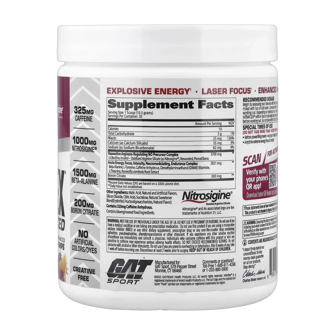 GAT, Sport, NITRAFLEX® Advanced, Pre-Workout, Fruit Punch, 11.1 oz (315 g)