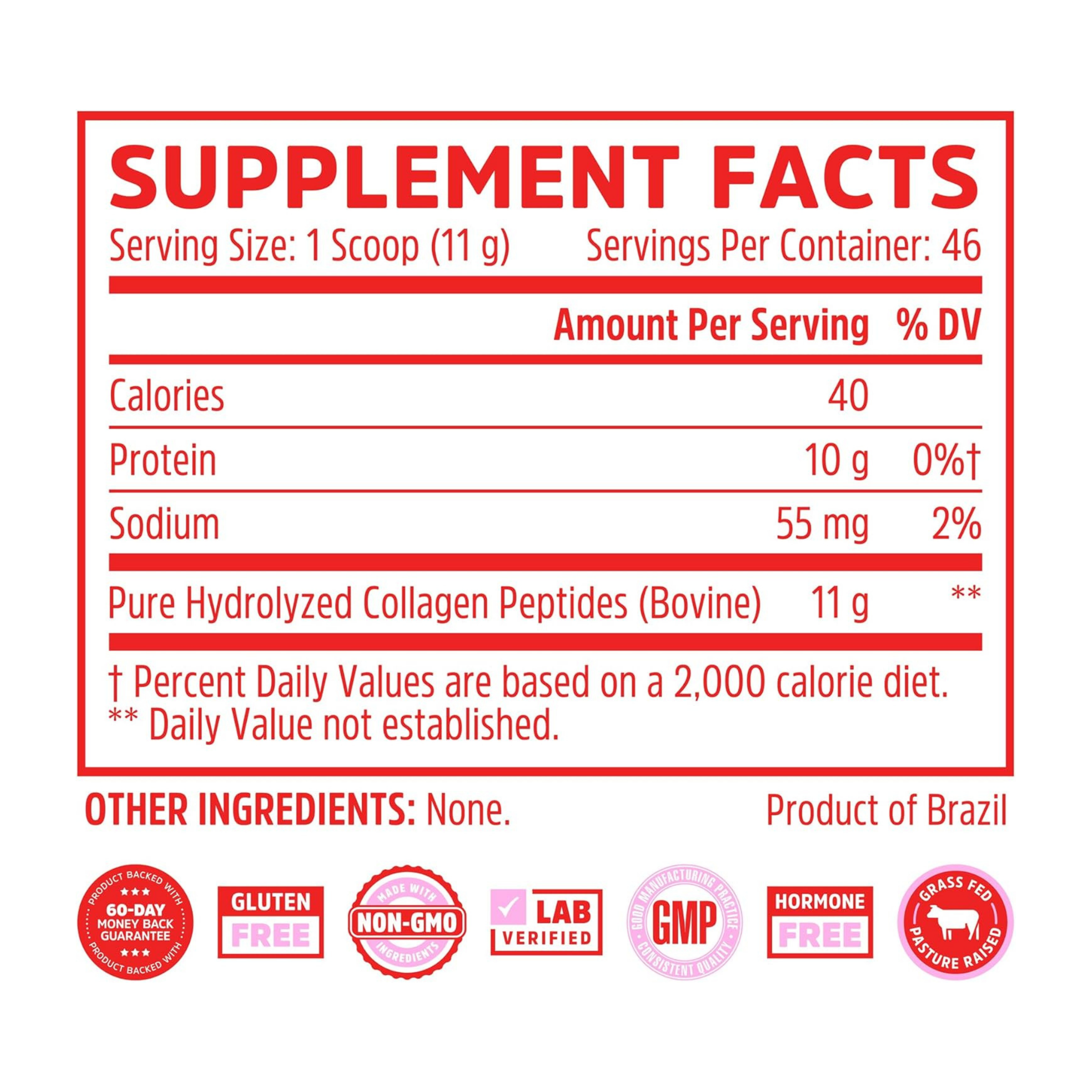 Zhou, Collagen Peptides, Pure Hydrolized Collagen Powder,  18 Oz Ounce