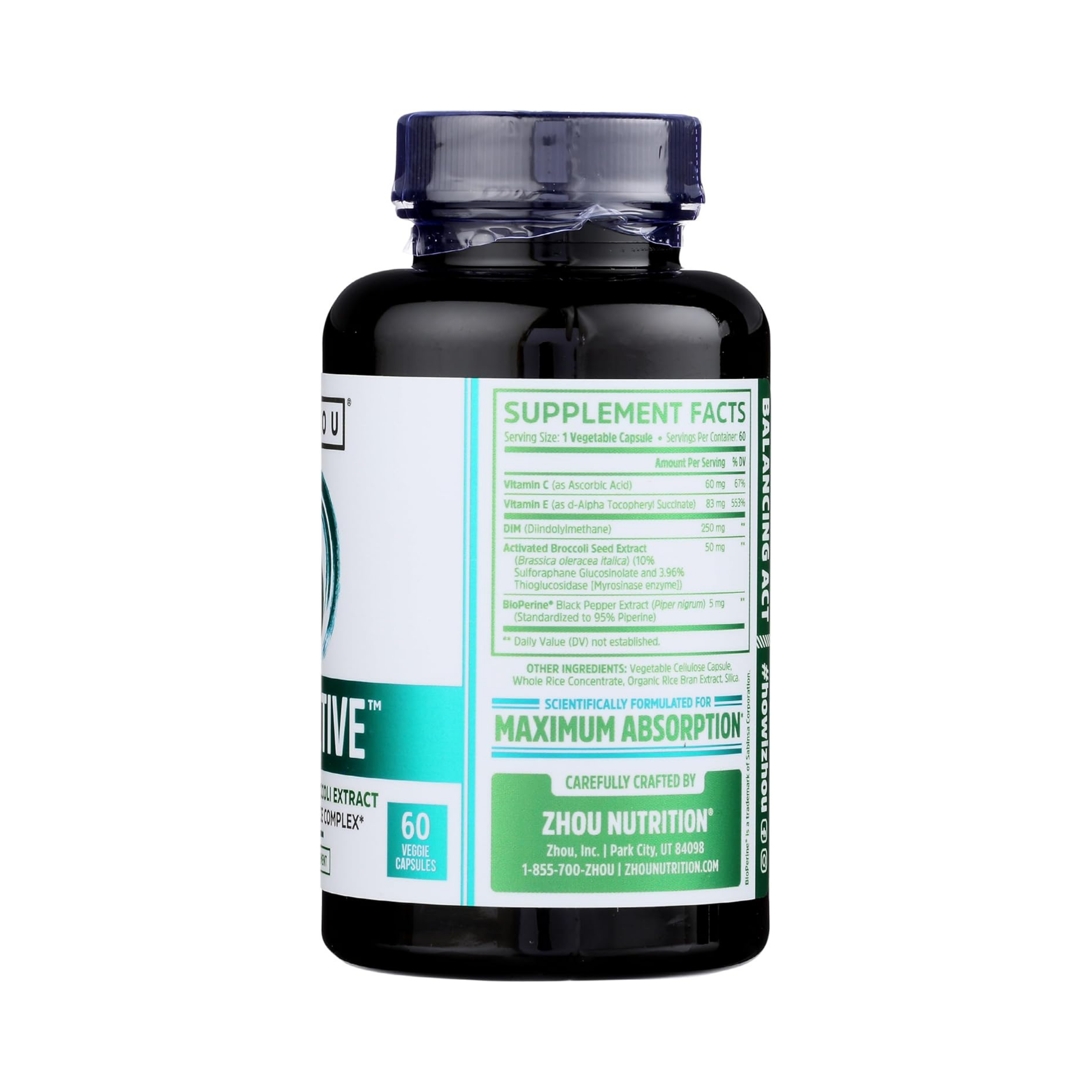Zhou, DIM Active, Hormonal Support with 250mg, 60 Vegan Capsules