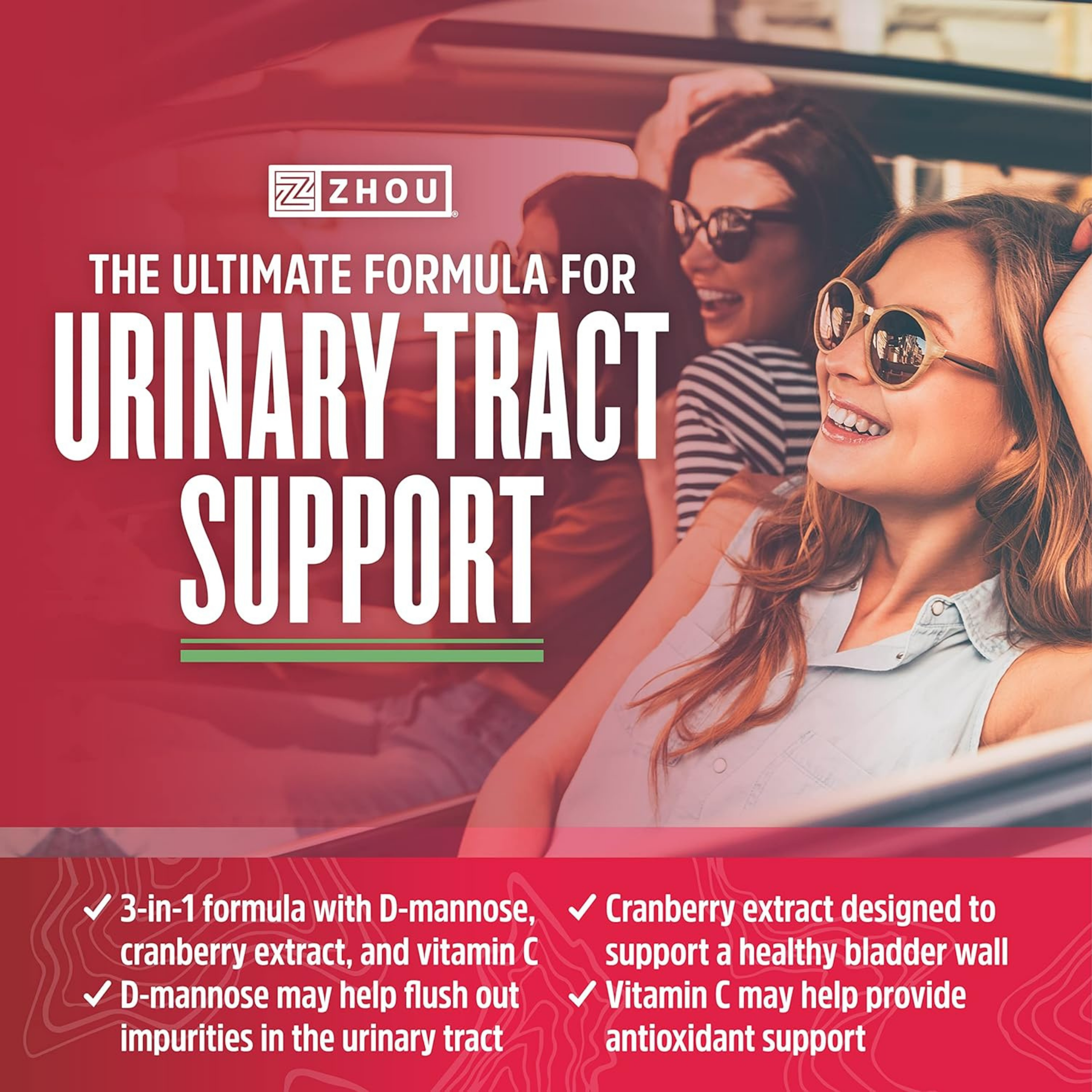 Zhou, Cran-Defense, Urinary Tract Formula, Extract 1000 mg, 60 Veggie Capsules