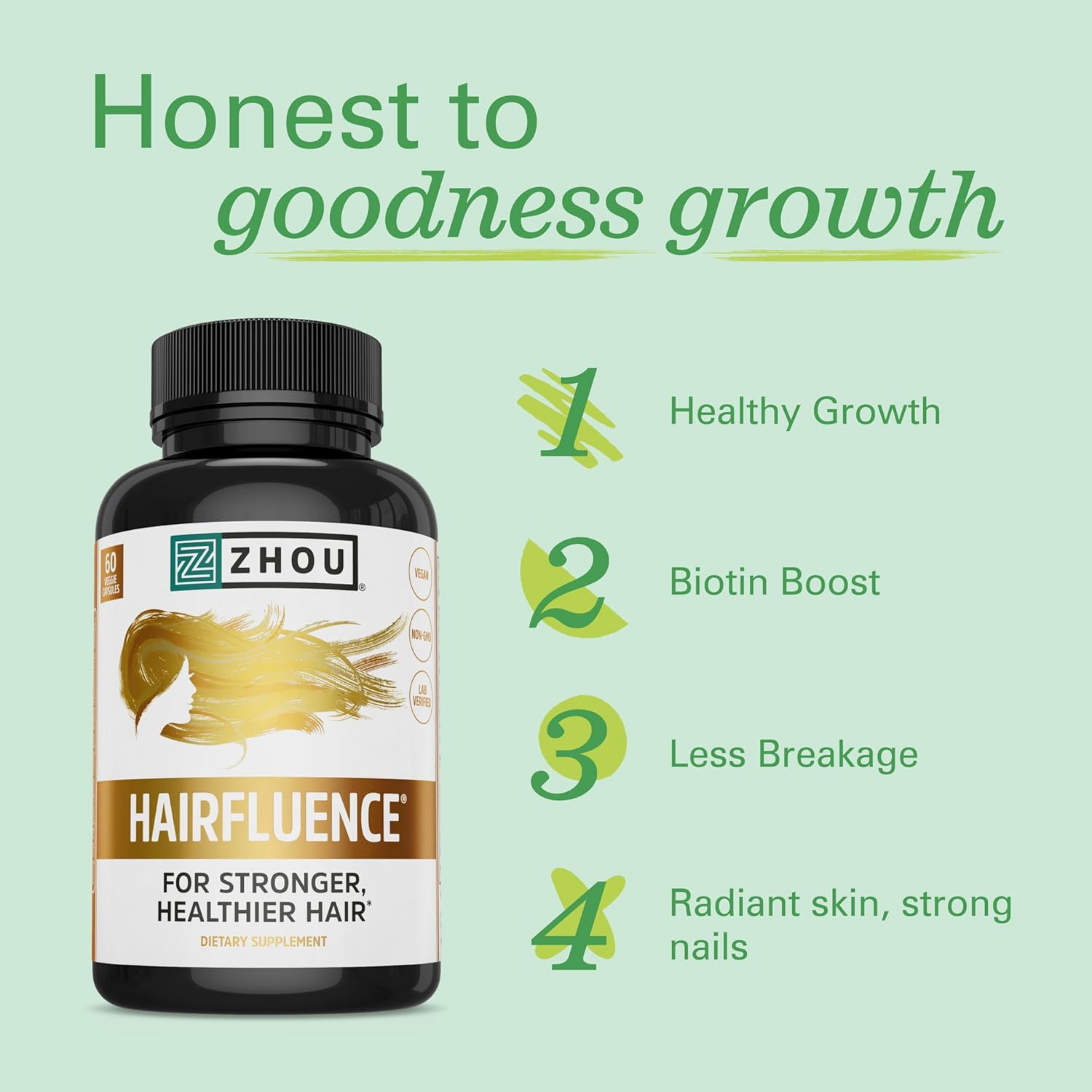 Zhou, Hairfluence, Biotin 5000mcg, 60 Veggie Capsules