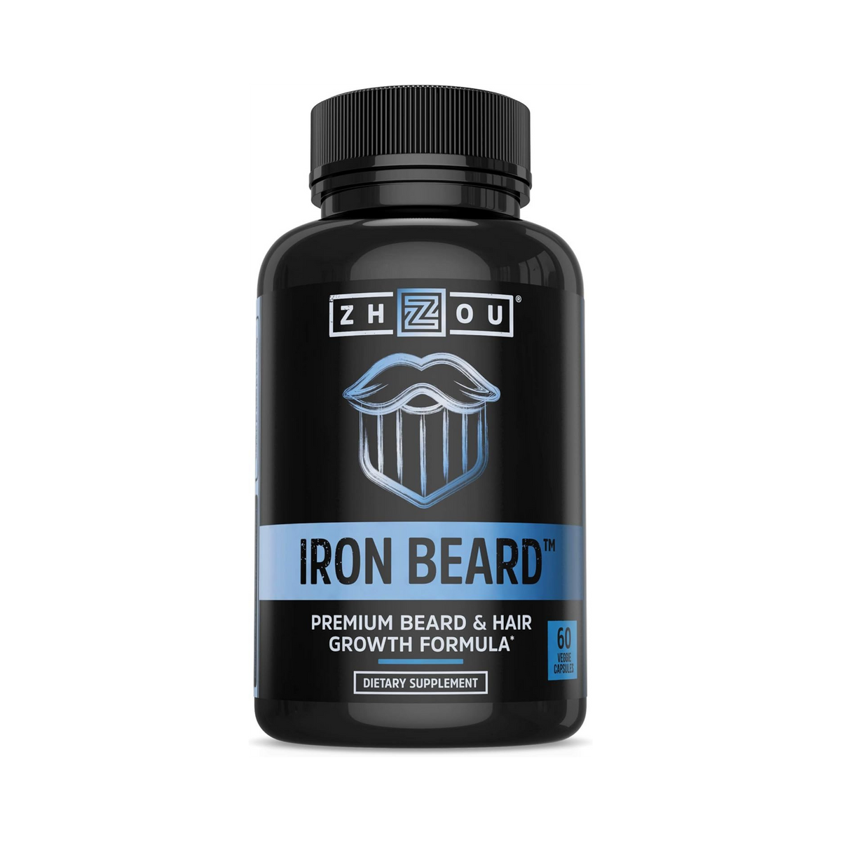 Zhou, Iron Beard, Premium Beard &  Hair Growth Formula, 60 Veggie Capsules