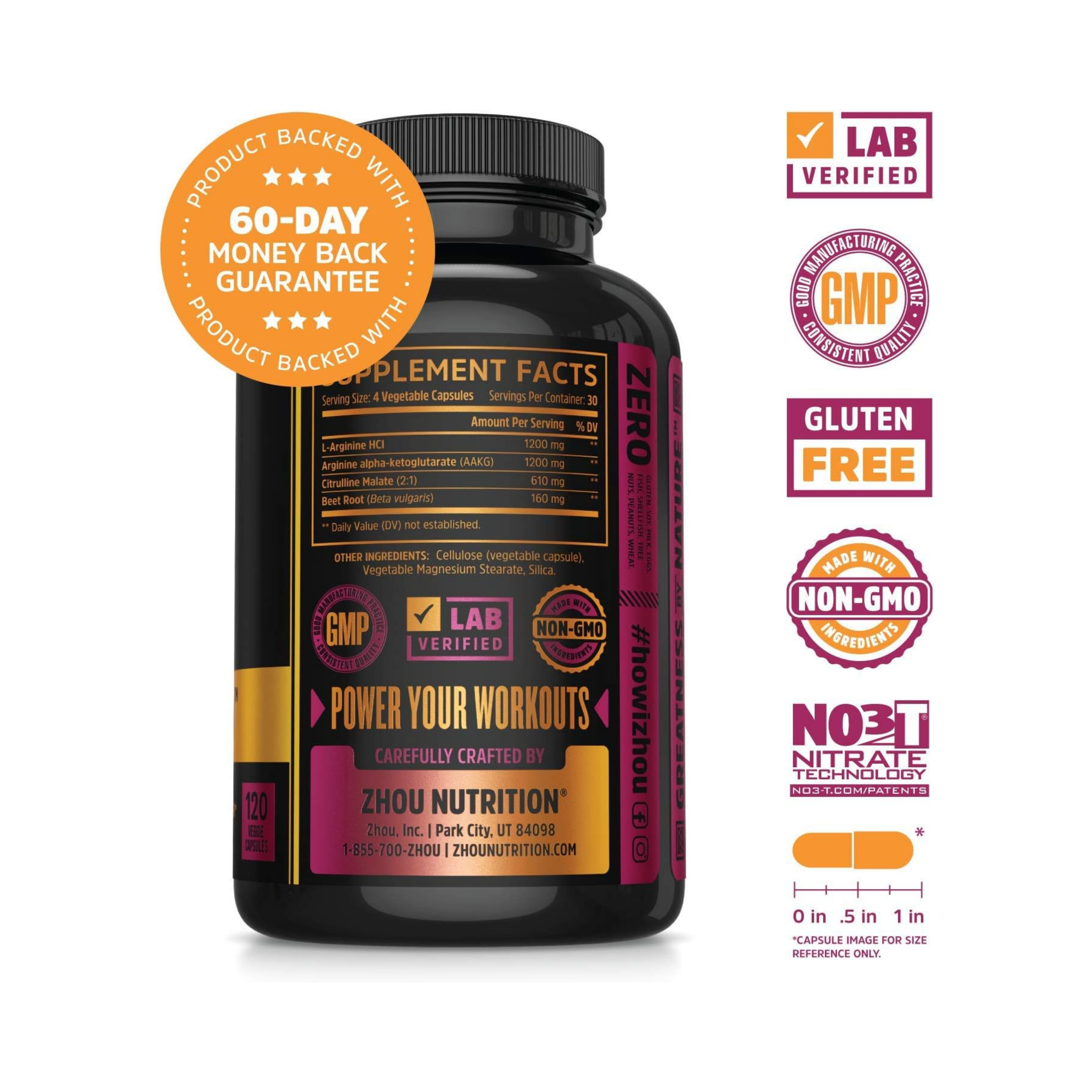 Zhou, N.O. Pro, Premium Nitric Oxide Boost,  120 Veggie Capsules