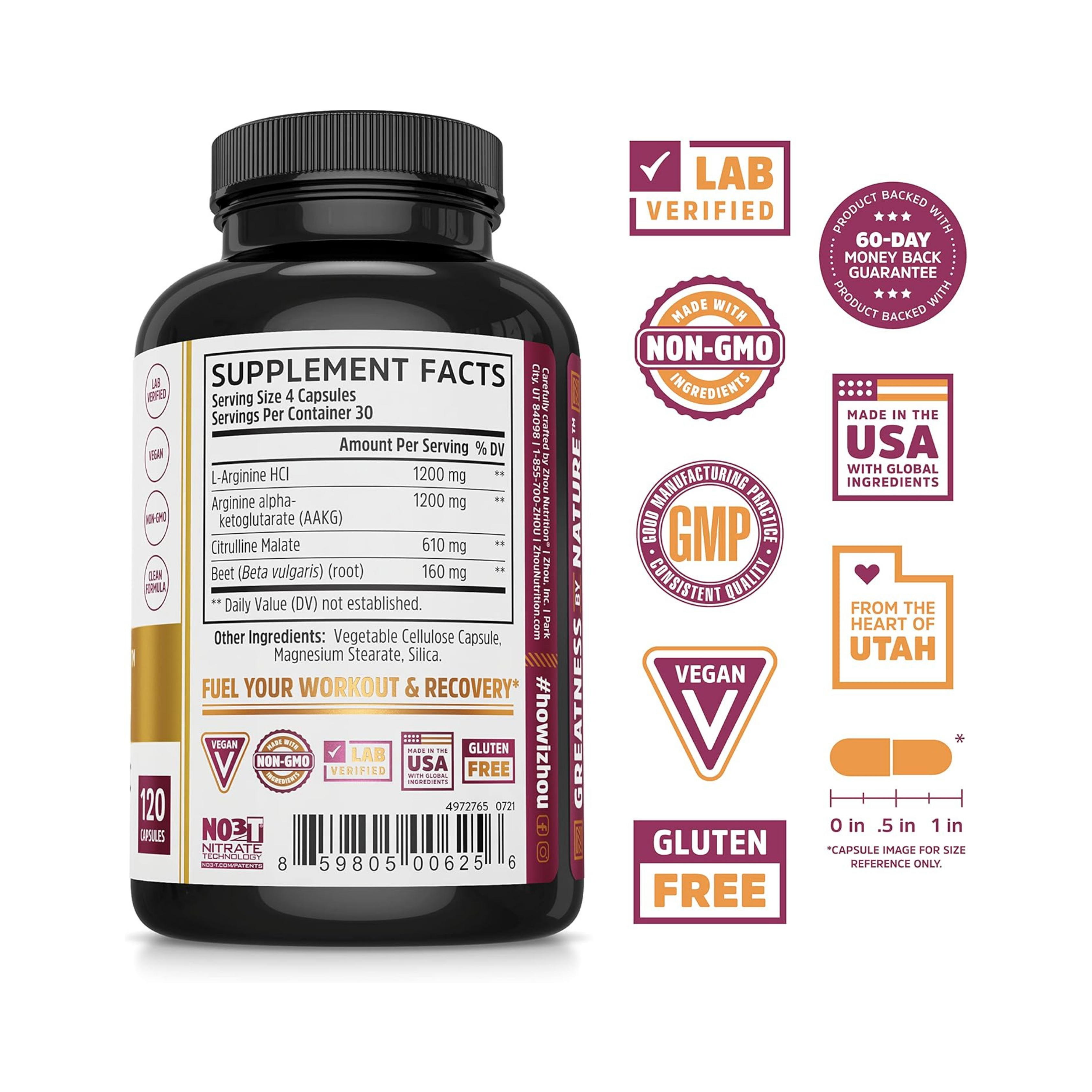 Zhou, N.O. Pro, Premium Nitric Oxide Boost,  120 Veggie Capsules